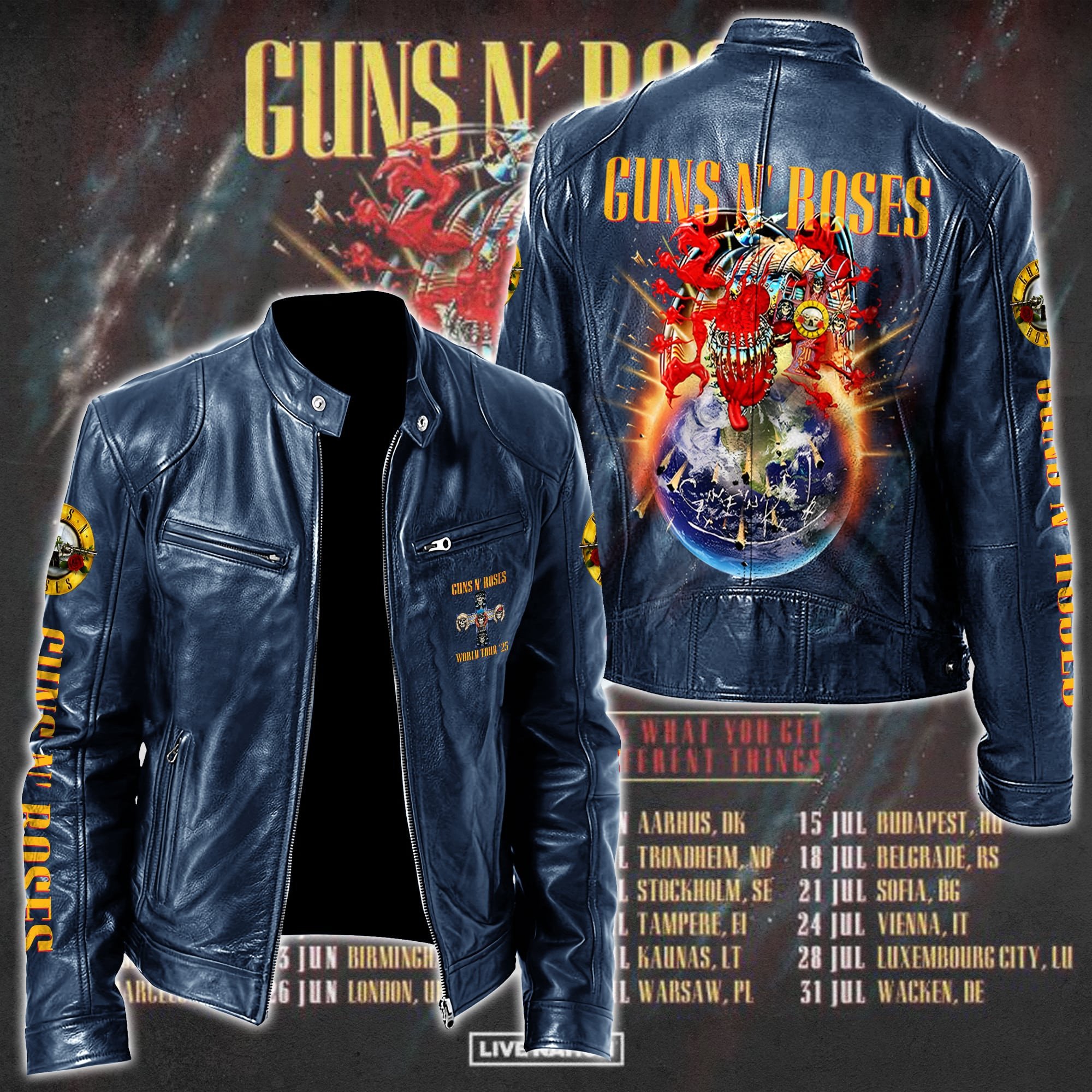 Guns N Roses Leather Bomber Jacket