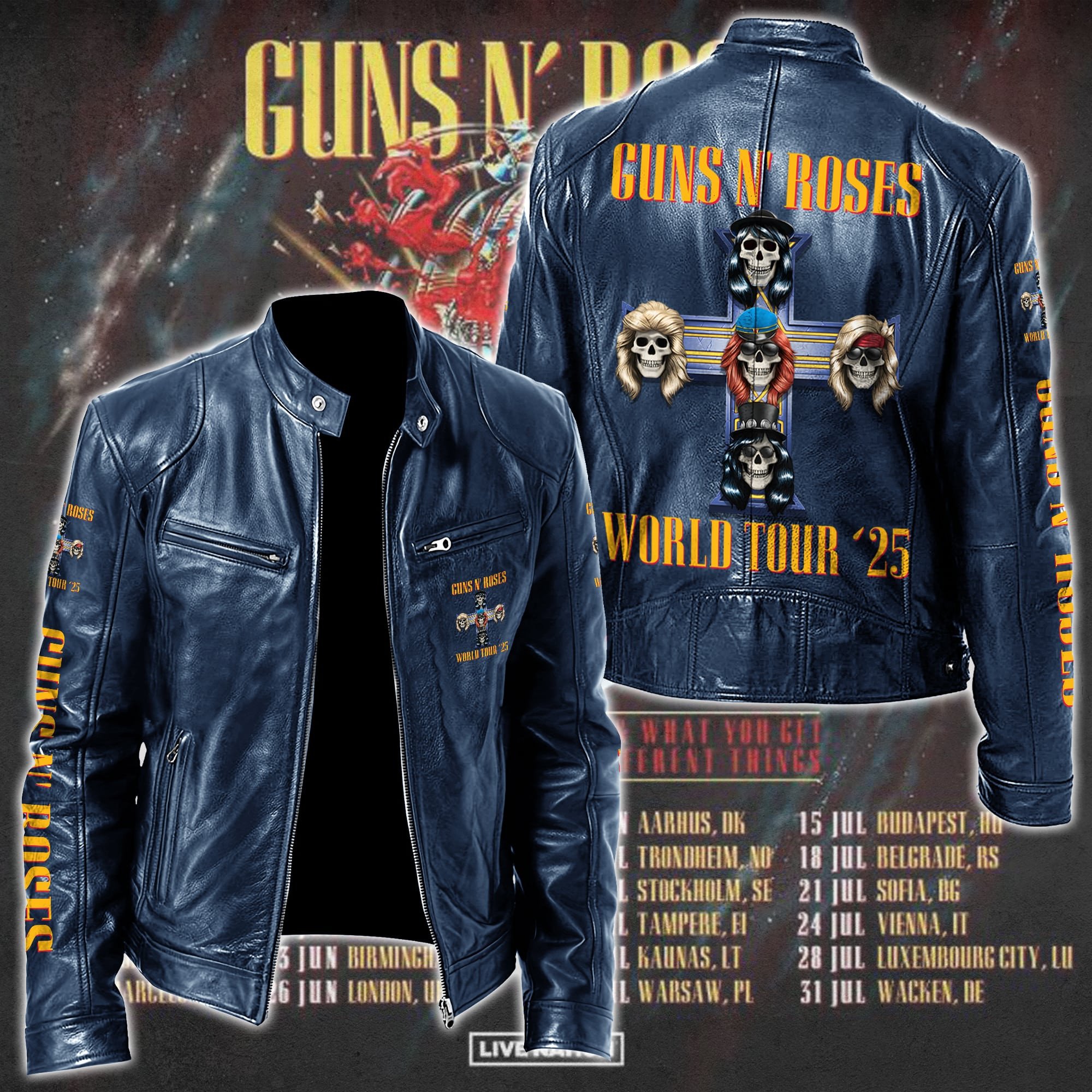 Guns N Roses Leather Bomber Jacket