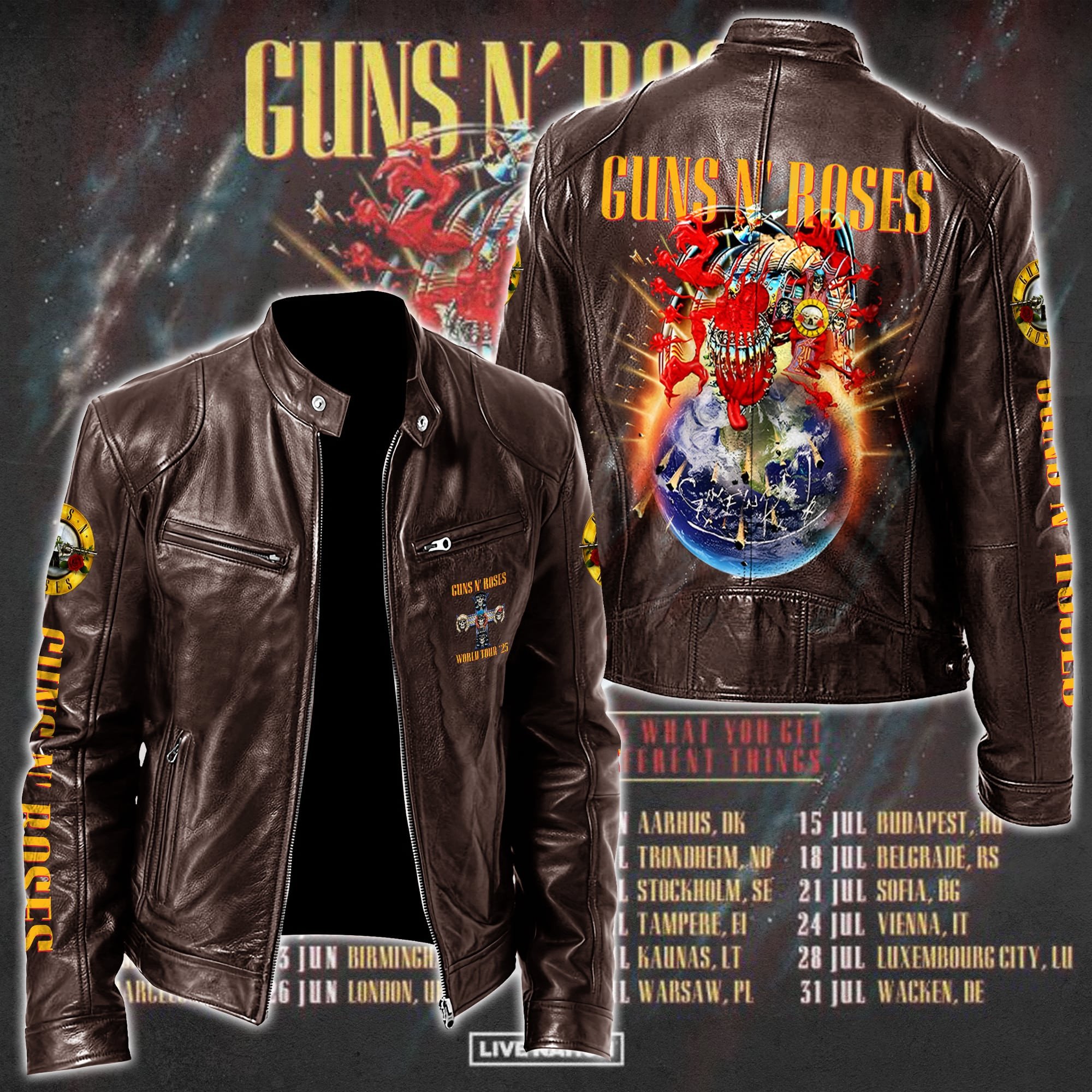 Guns N Roses Leather Bomber Jacket