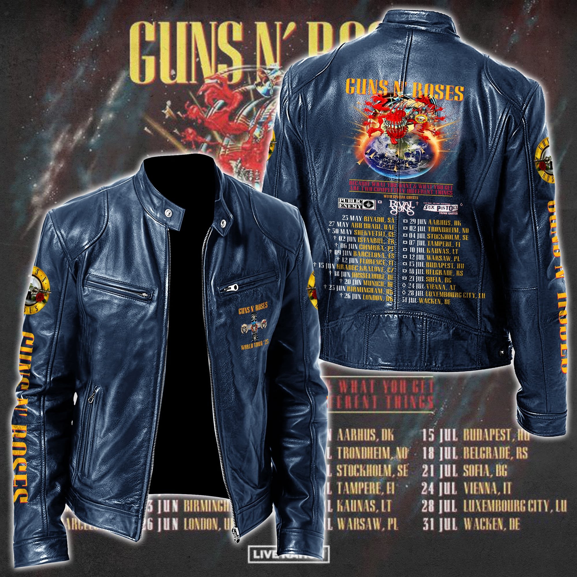 Guns N Roses Leather Bomber Jacket