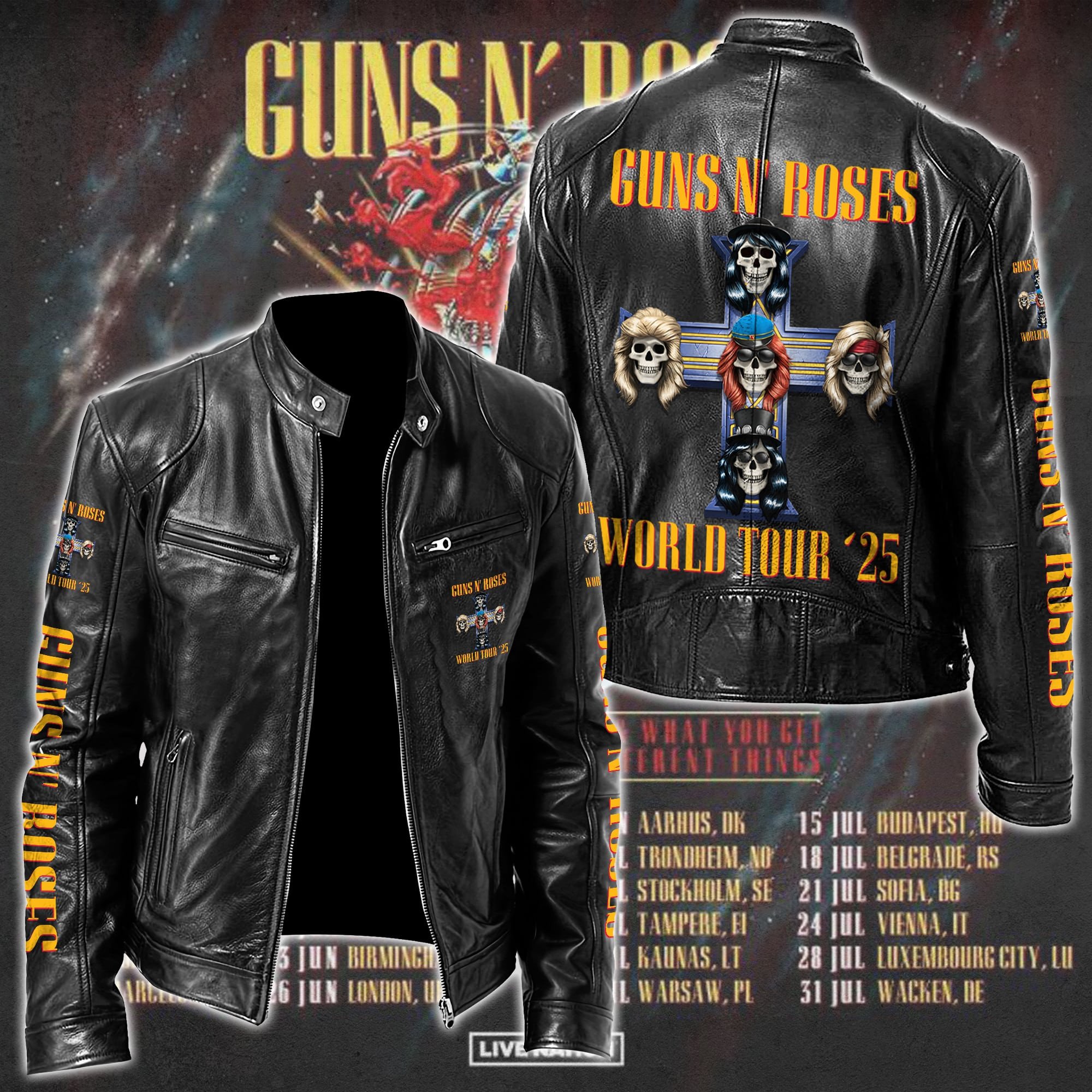 Guns N Roses Leather Bomber Jacket