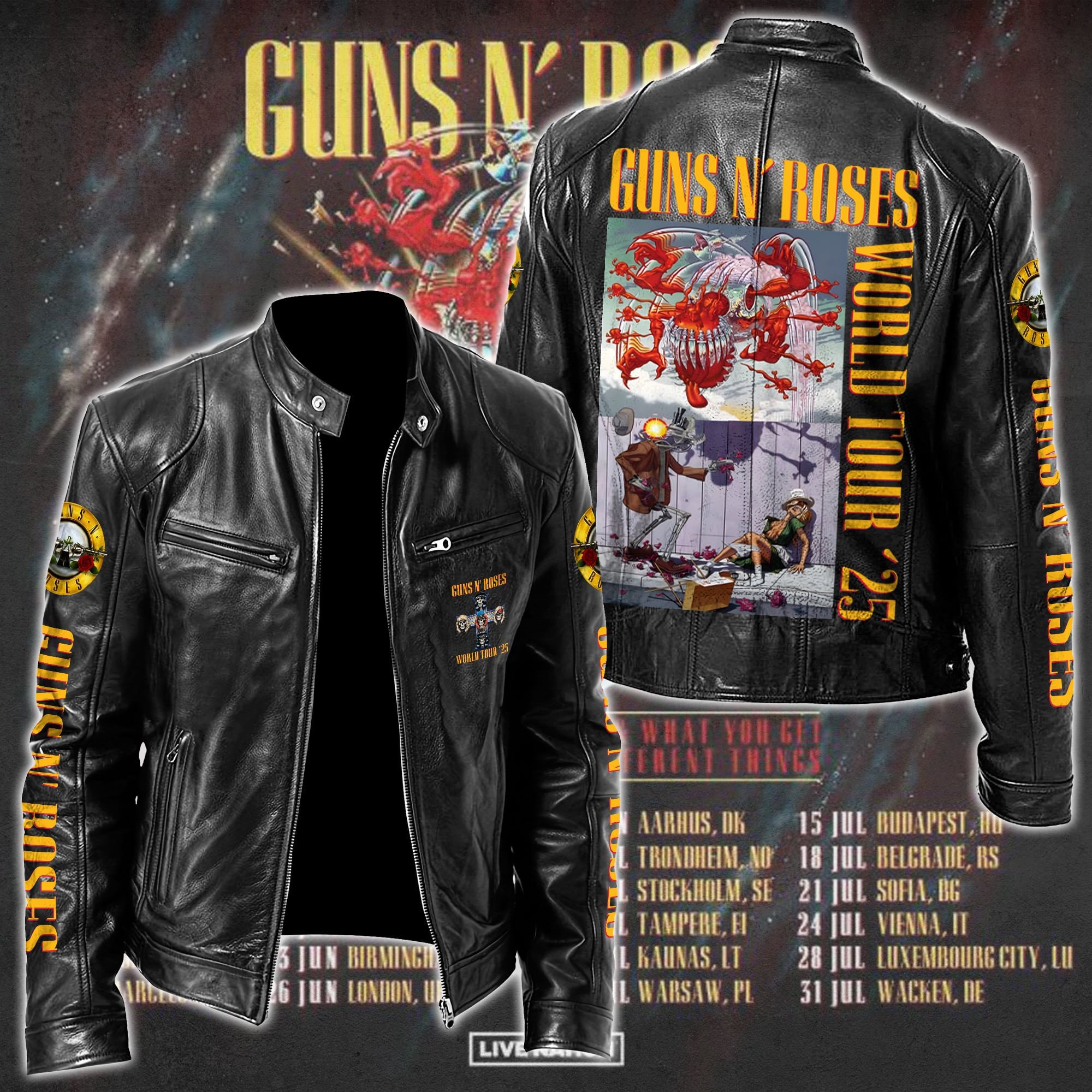 Guns N Roses Leather Bomber Jacket