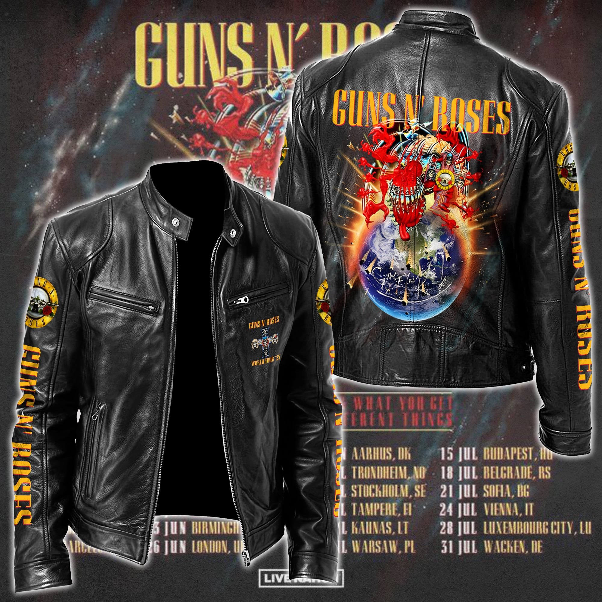 Guns N Roses Leather Bomber Jacket