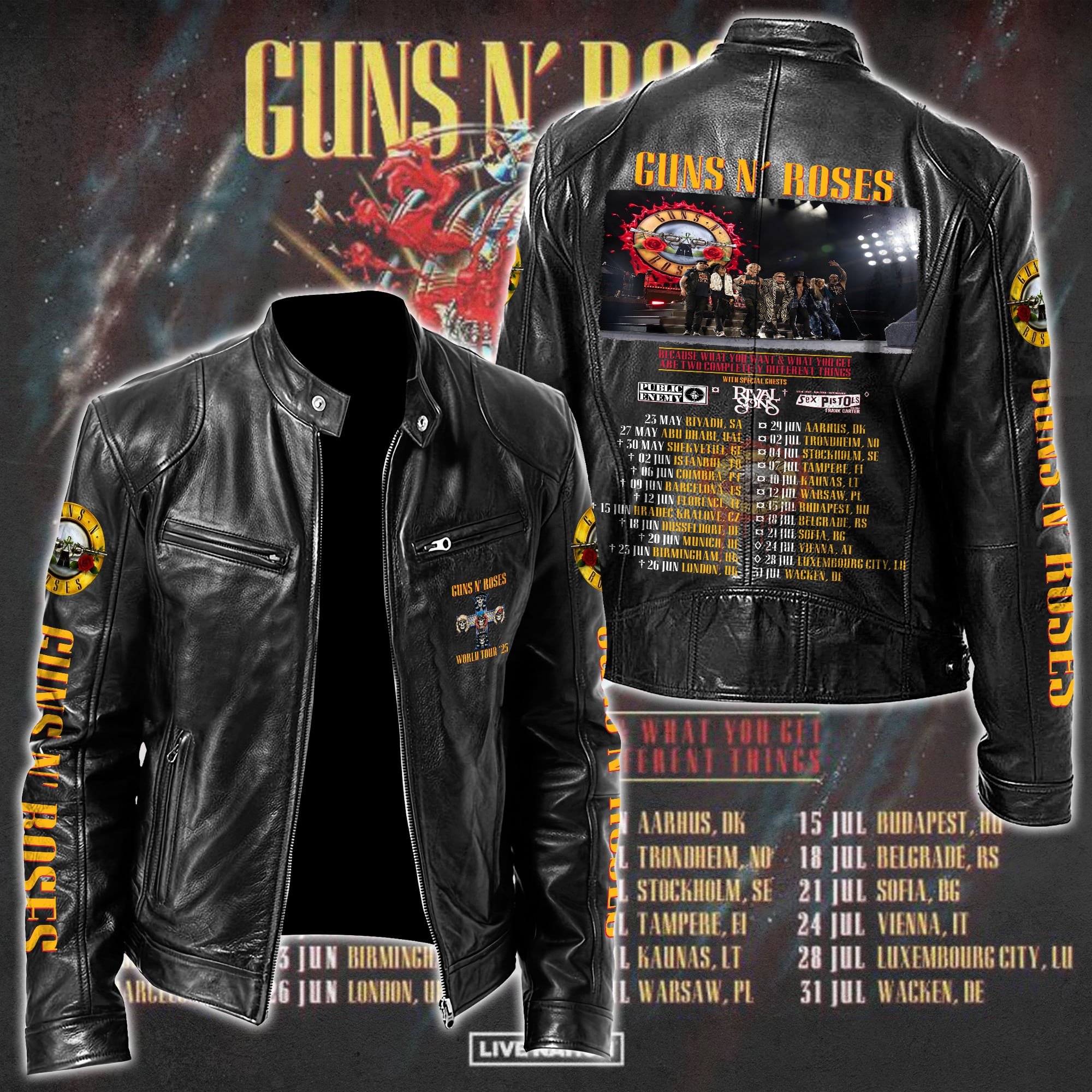 Guns N Roses Leather Bomber Jacket