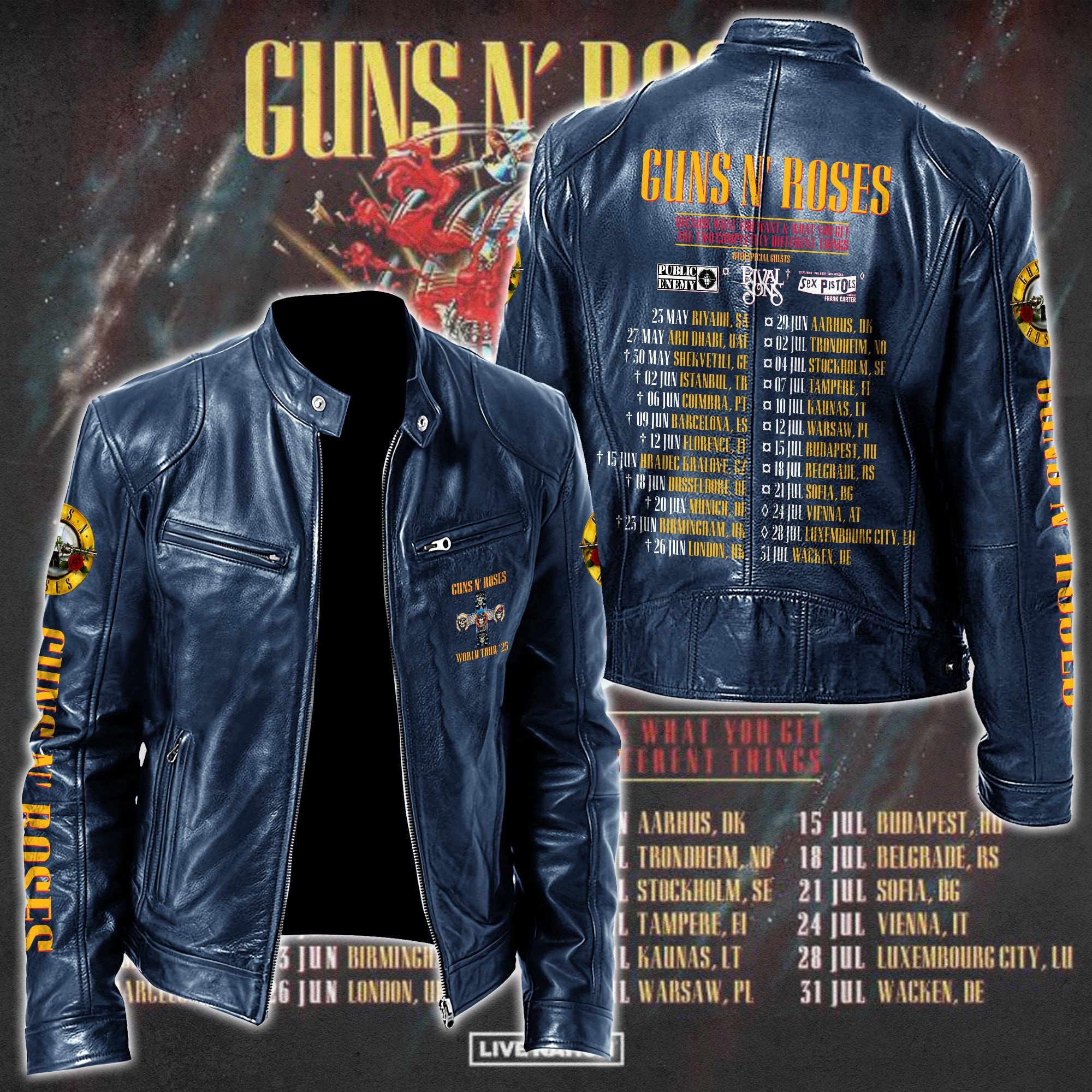 Guns N Roses Leather Bomber Jacket