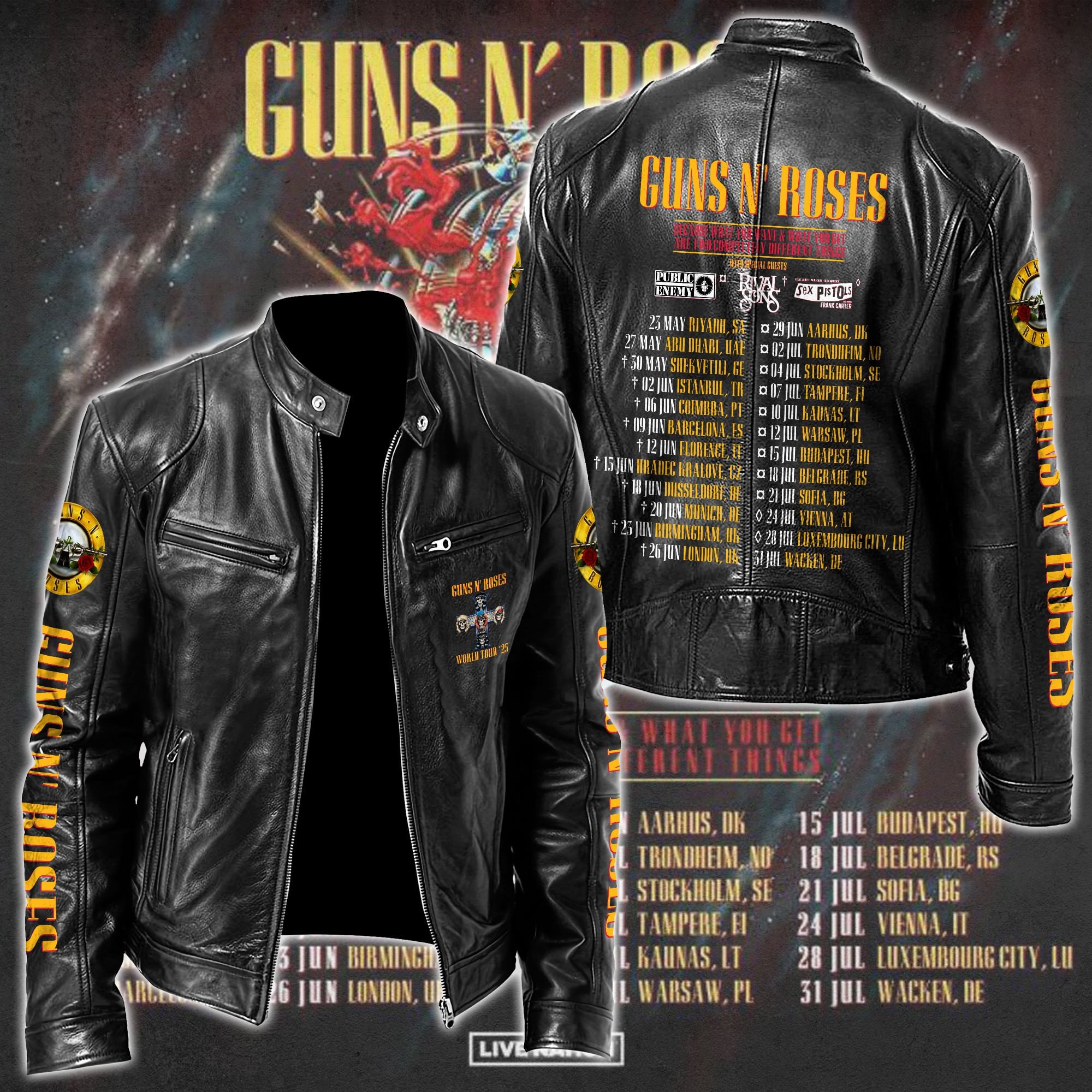 Guns N Roses Leather Bomber Jacket
