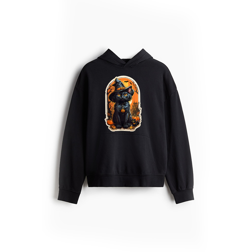 Halloween Cat Retro Cat Halloween Pumpkin Vintage Hoodie