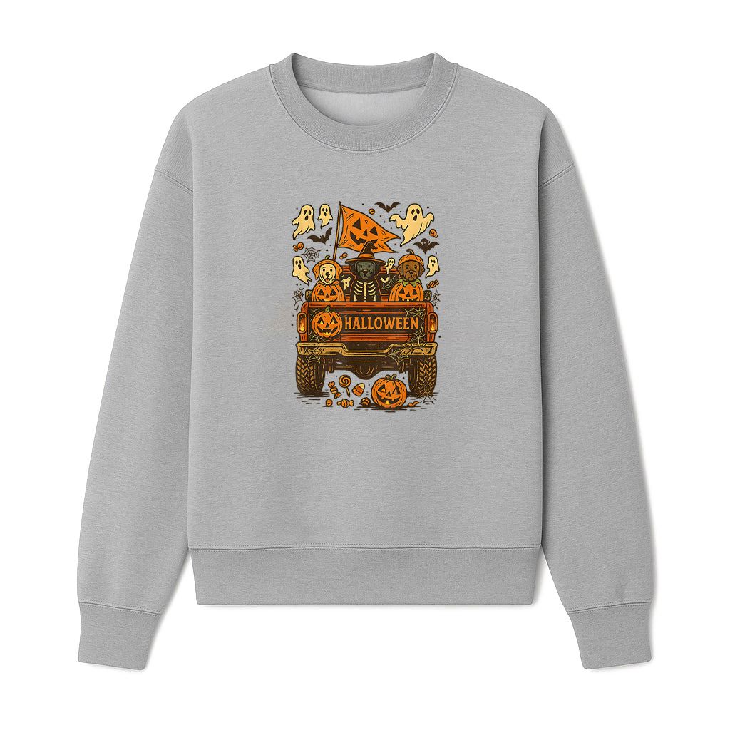 Halloween Dog Truck Spooky Pumpkin Vintage Sweatshirts 06-10-2025