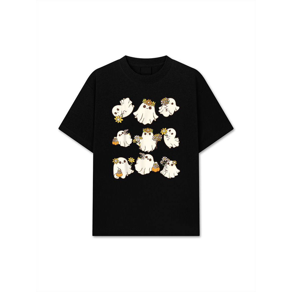 Halloween Ghost Fall Pumpkin Bohemian Retro Vintage Ghosts T-Shirt