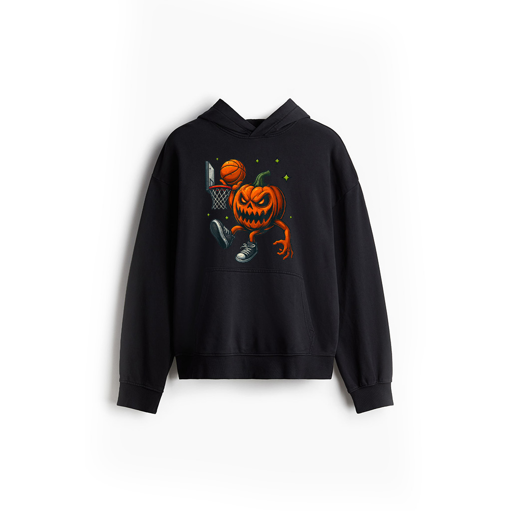 Halloween Scary Pumpkin Showing Basketball Skills Vintage Hoodie