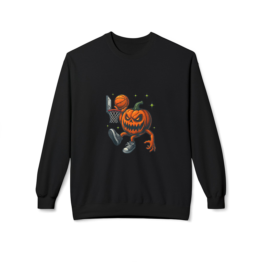 Halloween Scary Pumpkin Showing Basketball Skills Vintage Sweatshirts