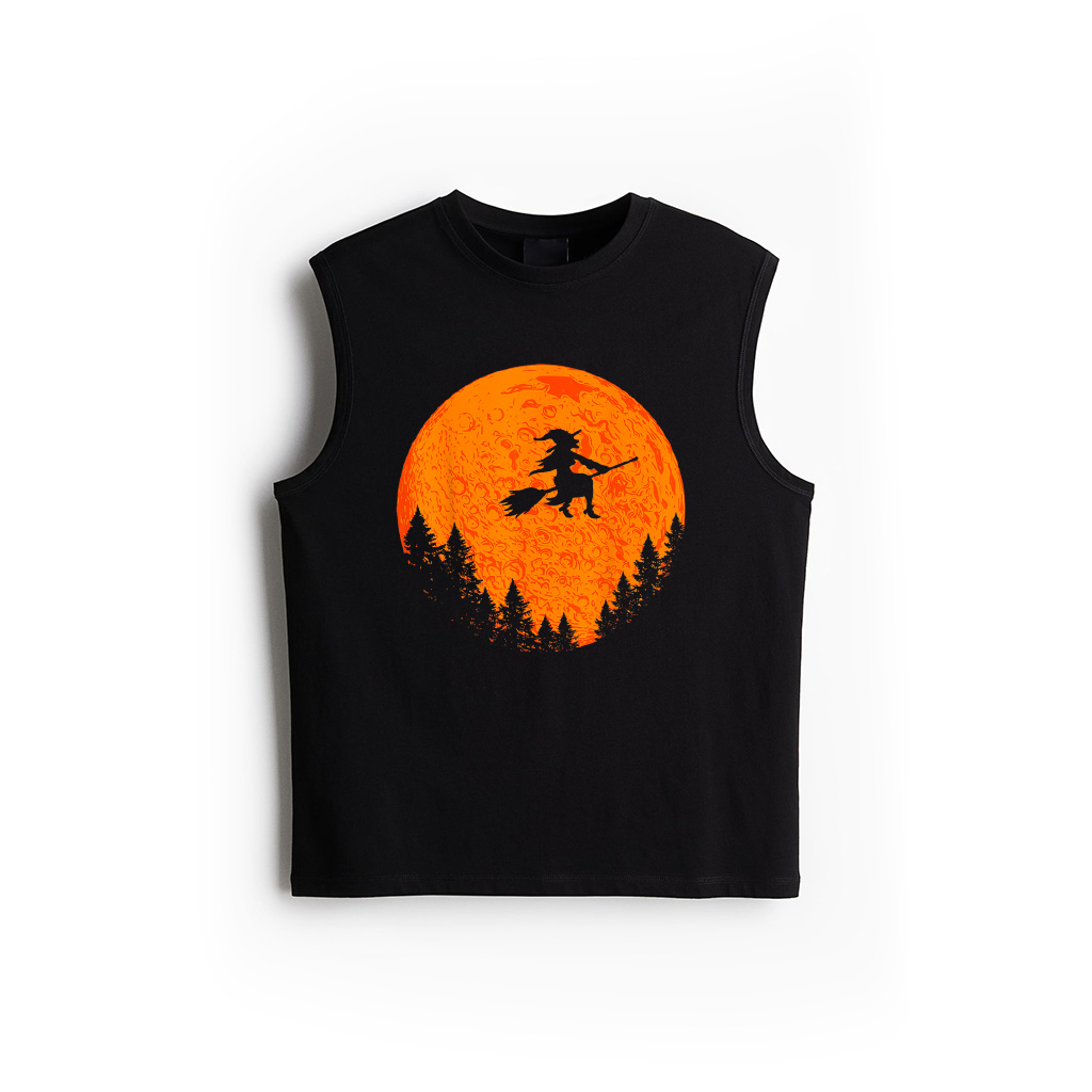 Halloween Vintage Witch On Broom And Moon Group Matching Tank Top