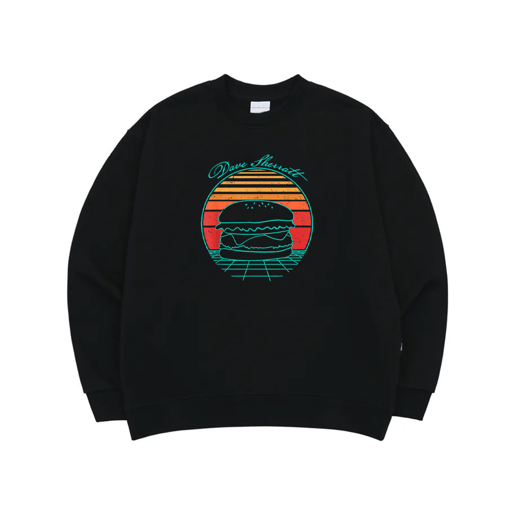 Hamburger Cheeseburger Fast Food Retro Vintage Sunset Sweatshirt