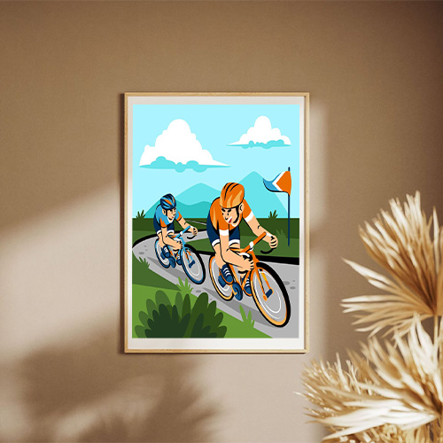 Hand Drawn Bike Race Illustration Poster