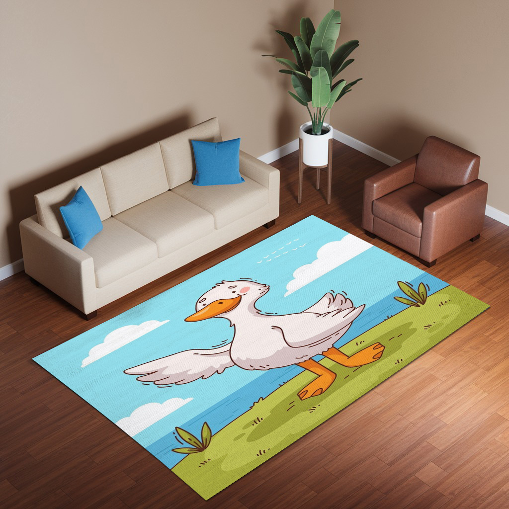 Hand Drawn Cartoon Duck Rug