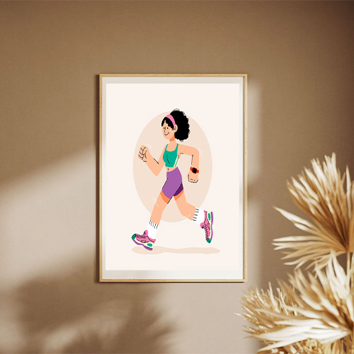 Hand Drawn Running Cartoon Illustration Poster