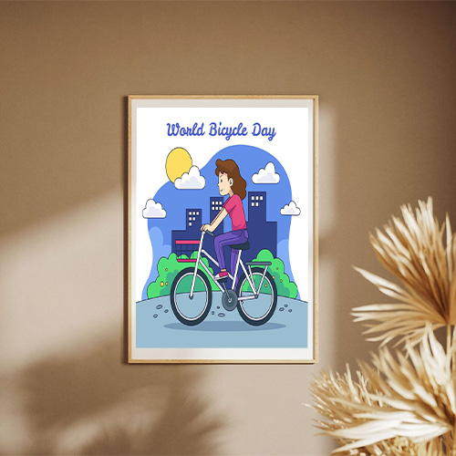 Hand Drawn World Bicycle Day Poster