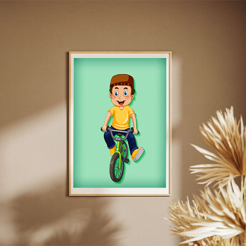 Happy Boy Riding Bicycle Poster