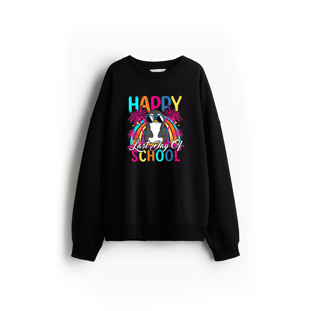 Happy Last Day Of School Teacher Students Graduation Penguin Men Women Sweatshirt