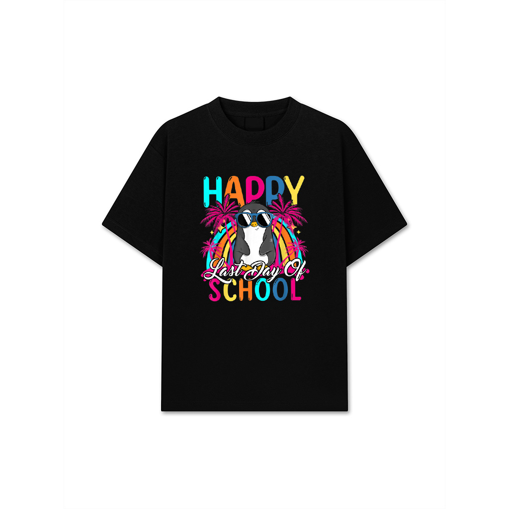 Happy Last Day Of School Teacher Students Graduation Penguin Men Women T-Shirt