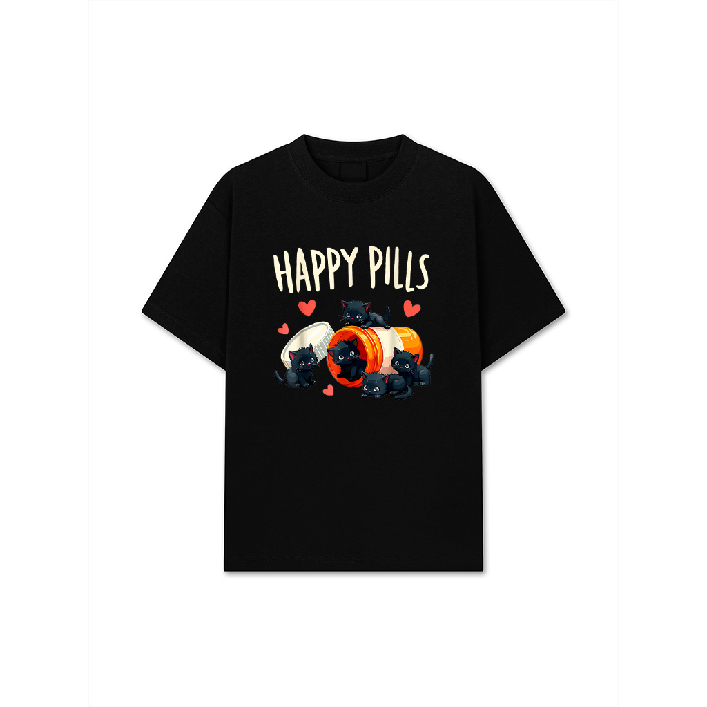 Happy Pills Cat FUNNY CUTE MEME Cat T-Shirt