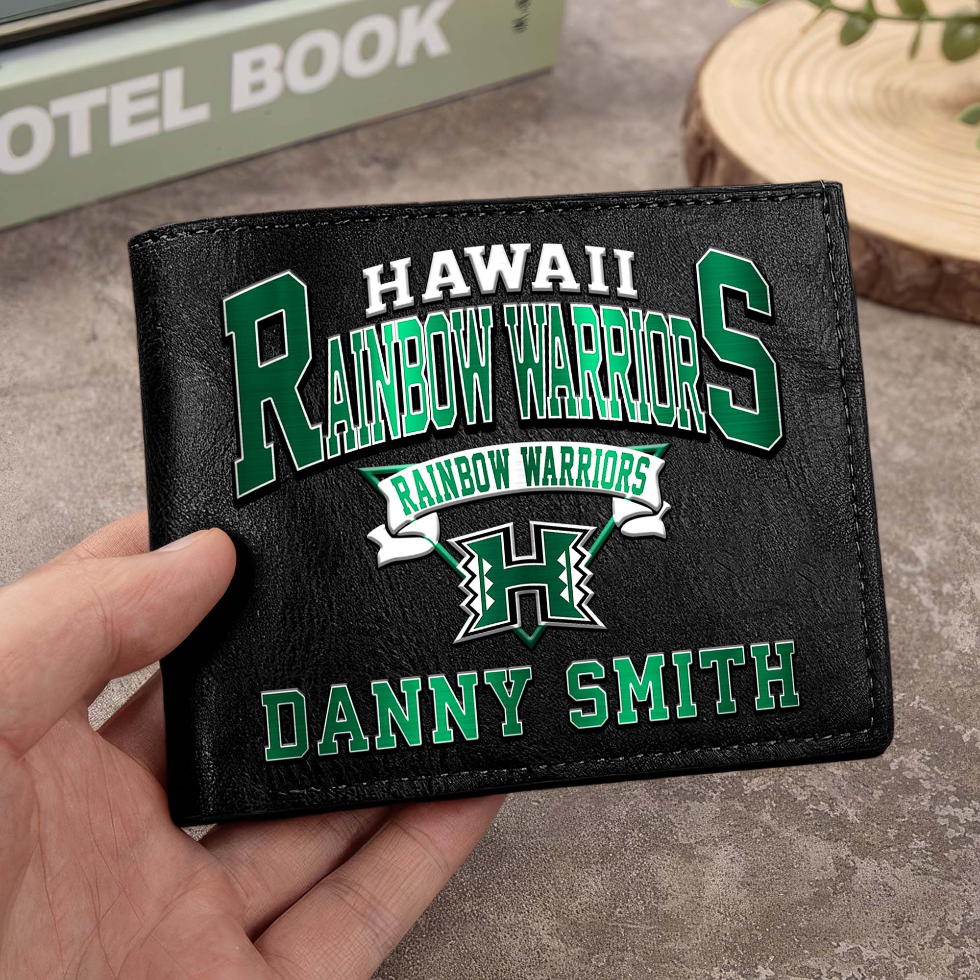 Hawaii Rainbow Warriors Men Wallet Custom Your Name, Football Team Men Wallet For Fans, Gifts For Football Lovers