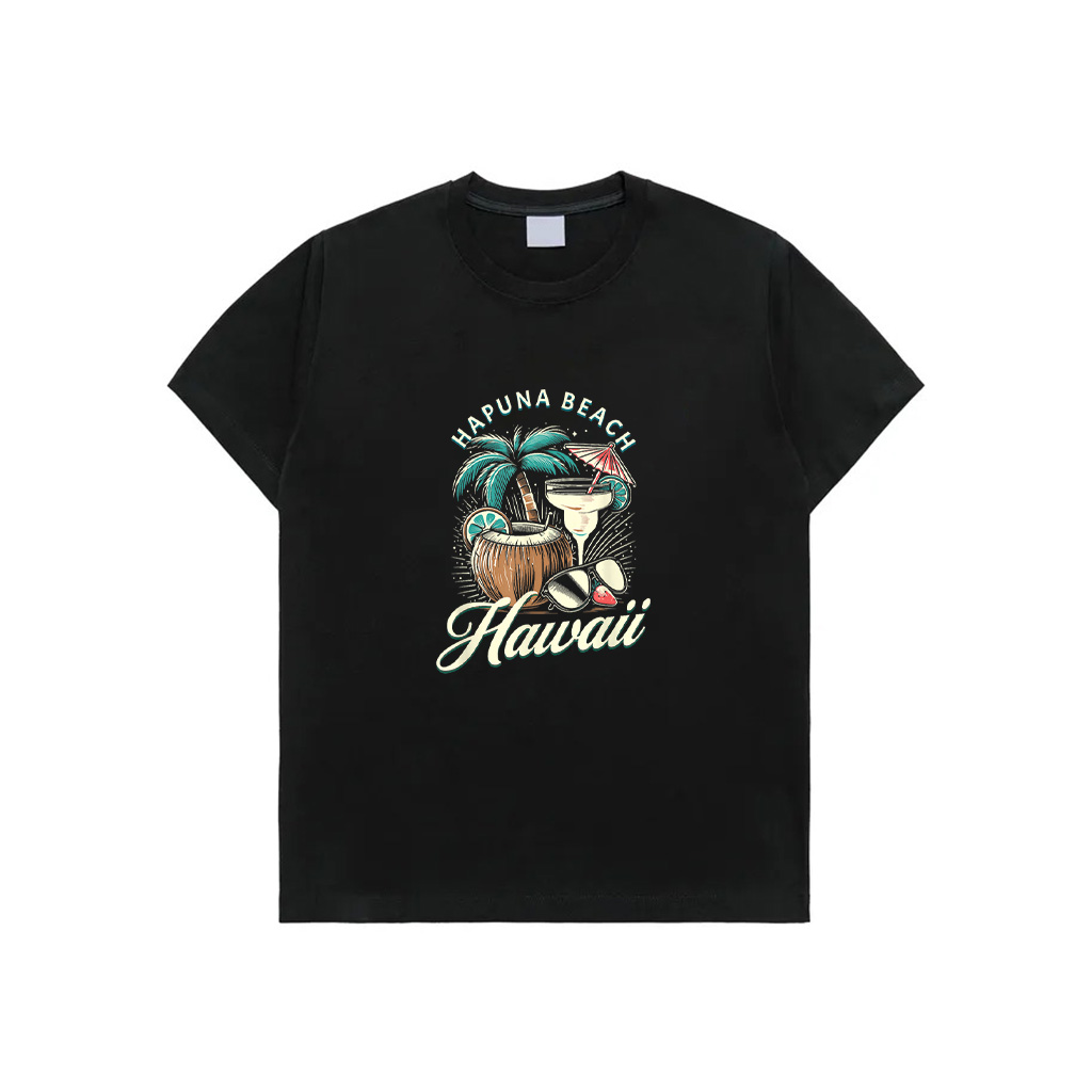 Hawaiian Palm Tree Coconut Cocktail Hapuna Beach Hawaii T-Shirt