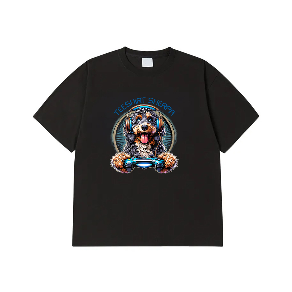 Headphone Video Game Aussiedoodle Dog Gaming T-Shirt