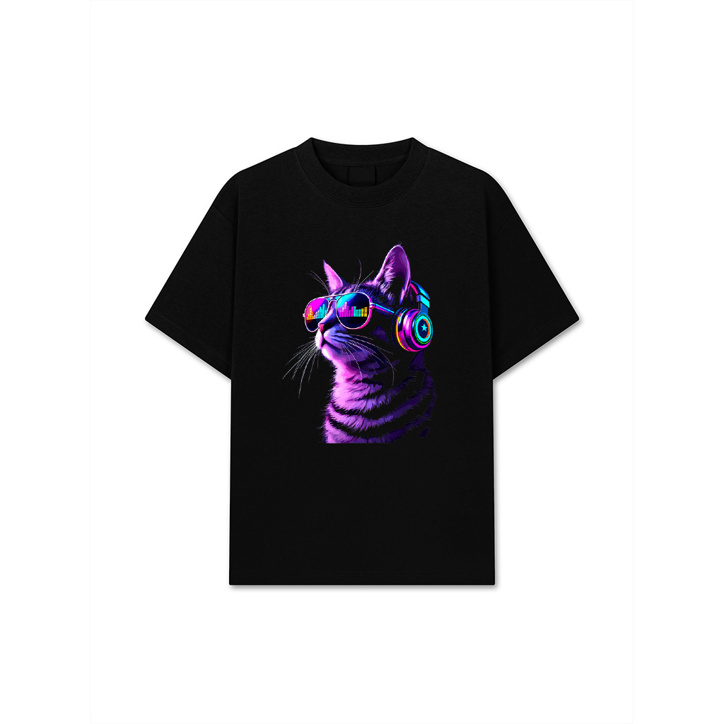 Headphones Cat Techno EDM Music Lover Rave Disco Party Cats T-Shirt For Men Women