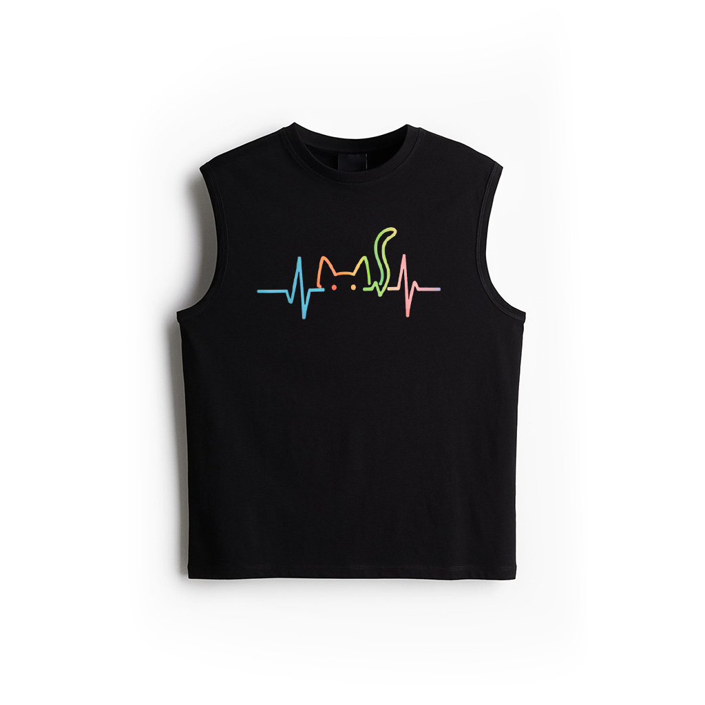Heartbeat Cat Lover Animal Silhouette Cute Kitty Cat Tank Top