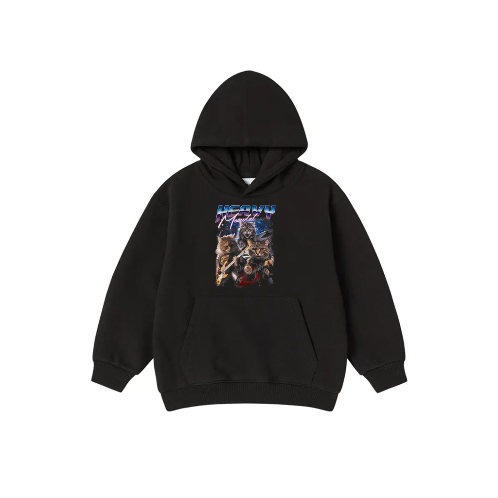 Heavy Meowtal Distressed Rock Cat Playing Guitar Music Bands Hoodie
