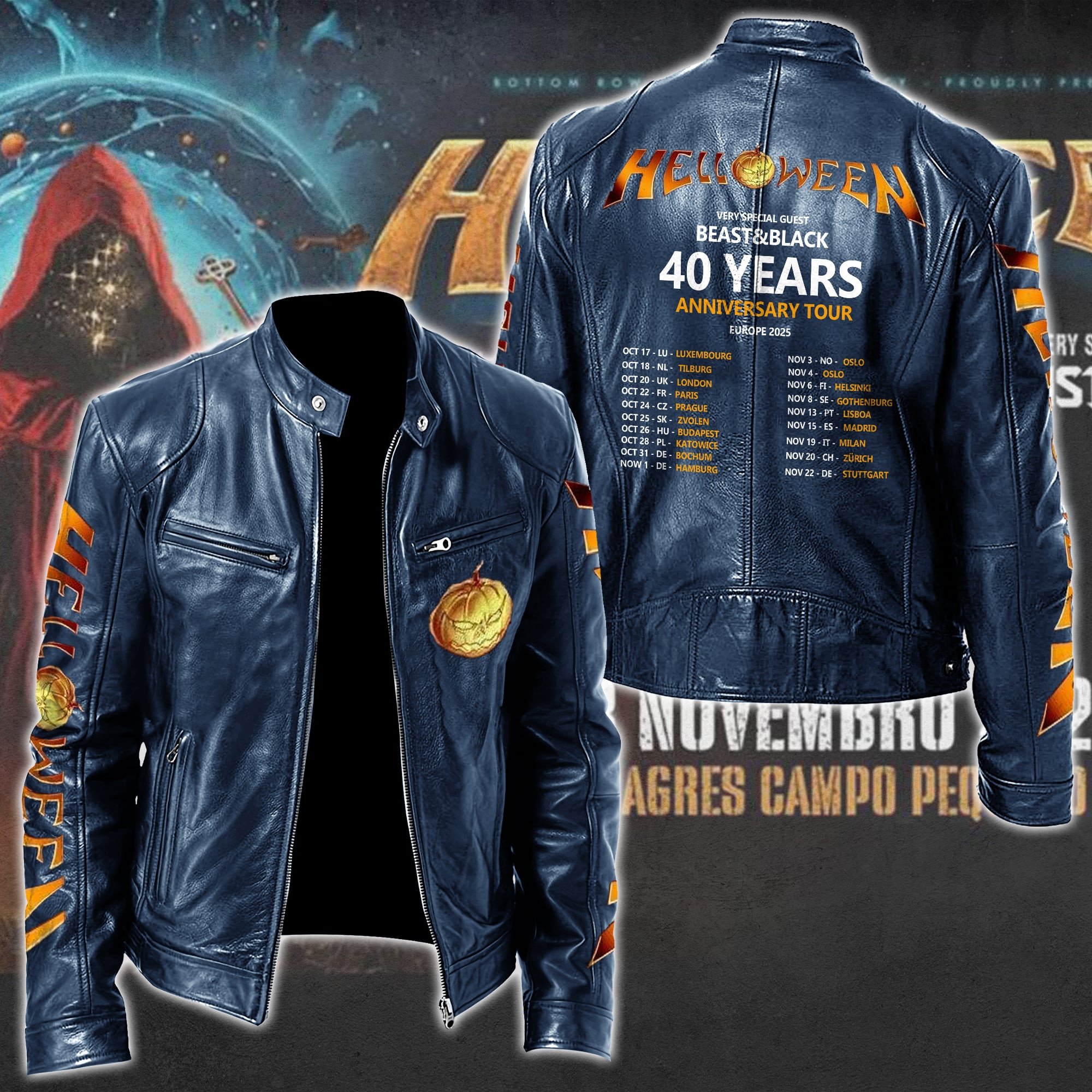 Helloween Leather Bomber Jacket