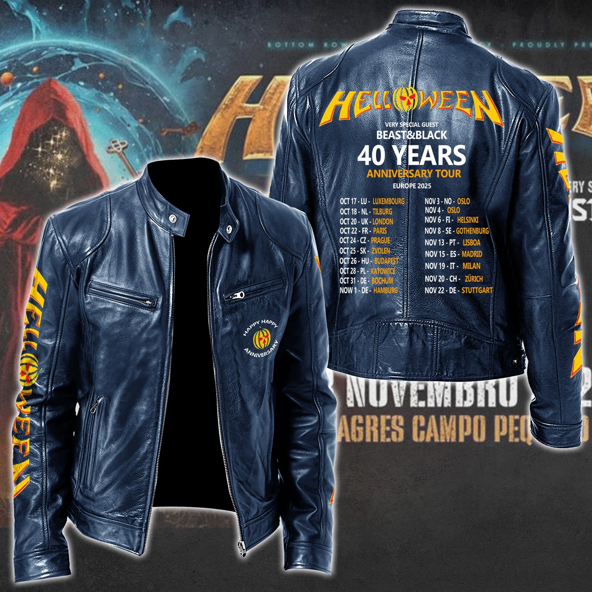 Helloween Leather Bomber Jacket