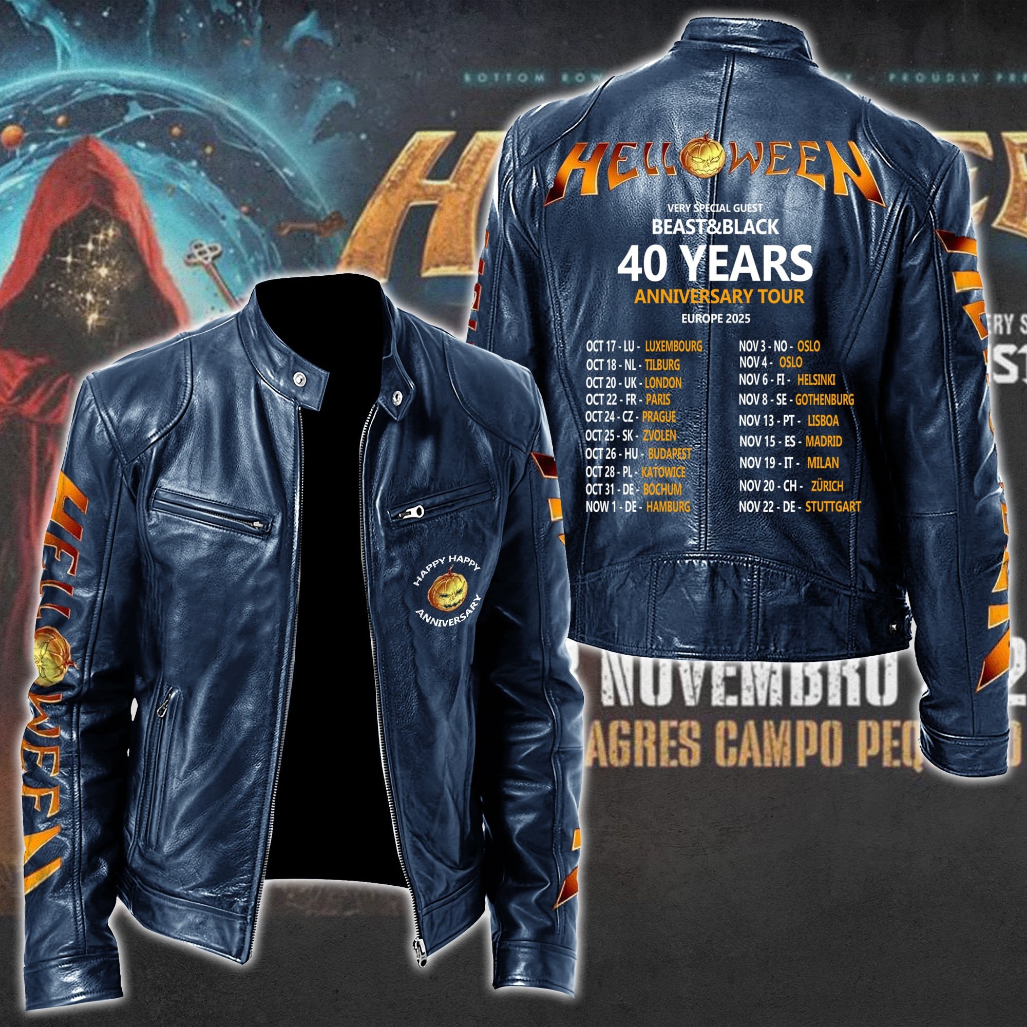 Helloween Leather Bomber Jacket