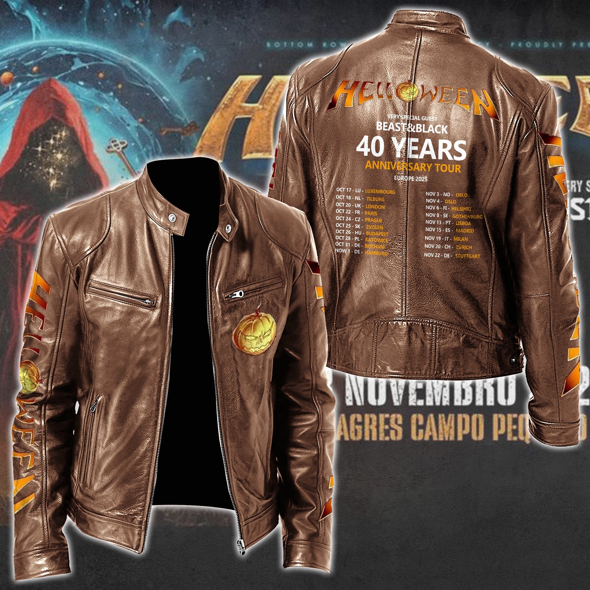 Helloween Leather Bomber Jacket