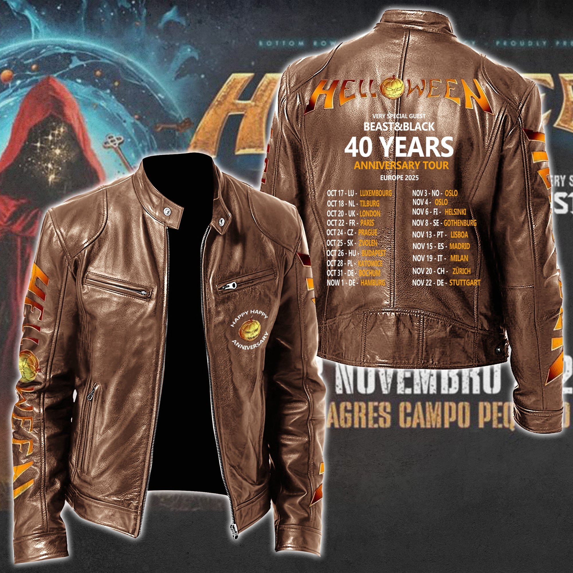 Helloween Leather Bomber Jacket