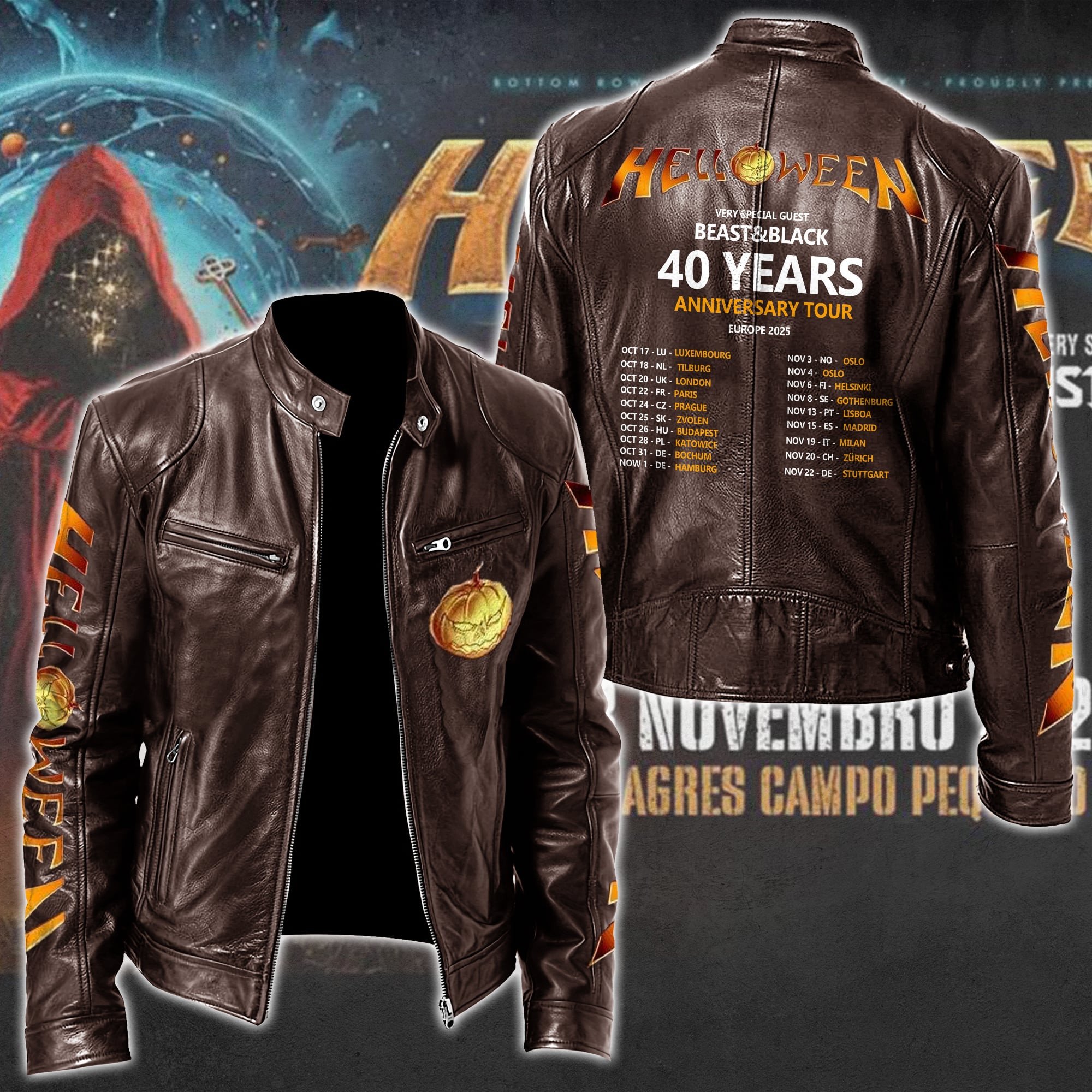 Helloween Leather Bomber Jacket
