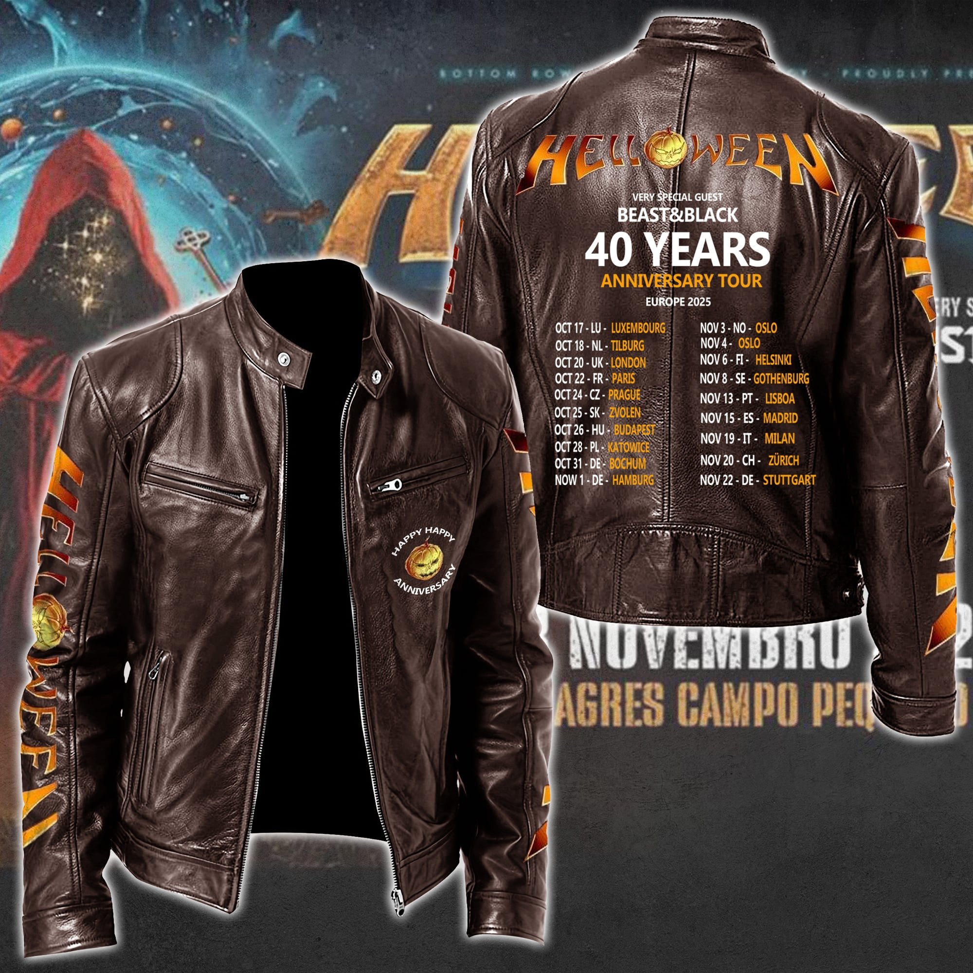 Helloween Leather Bomber Jacket