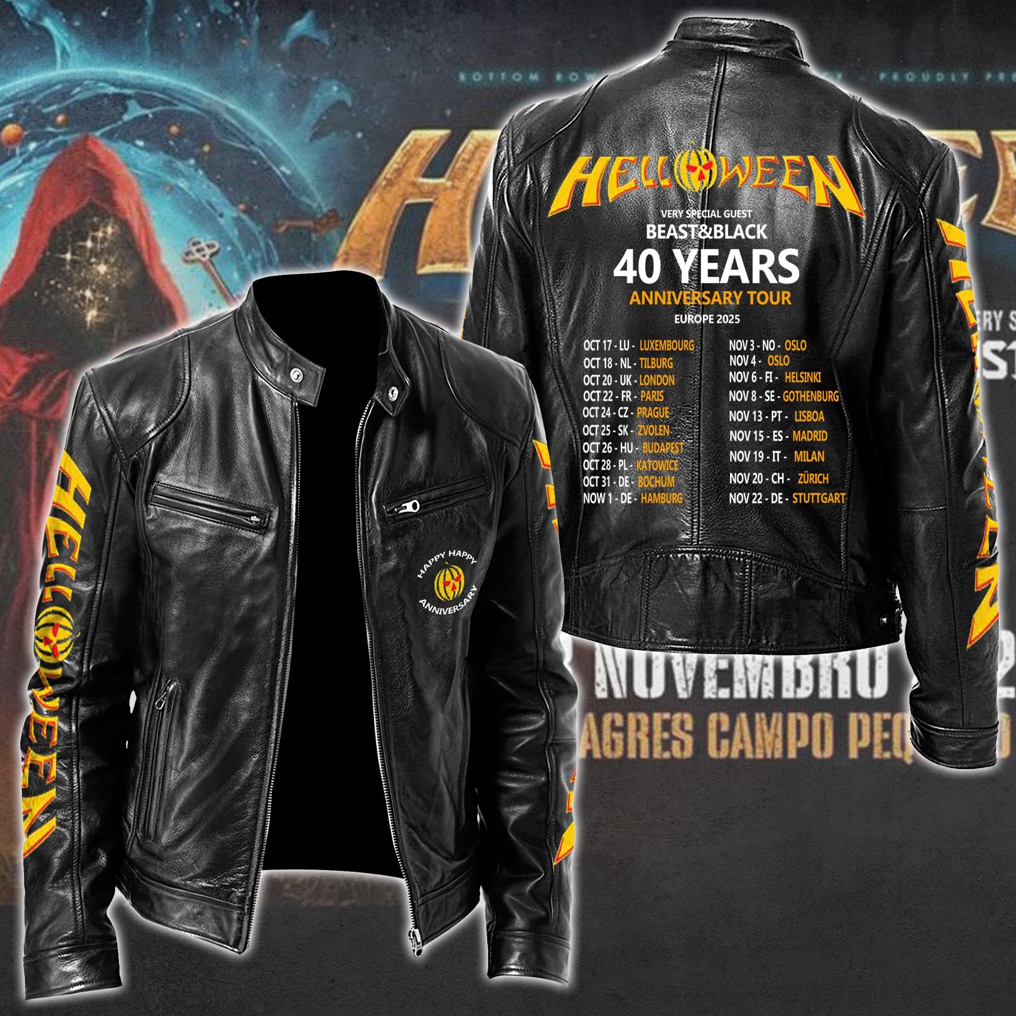 Helloween Leather Bomber Jacket