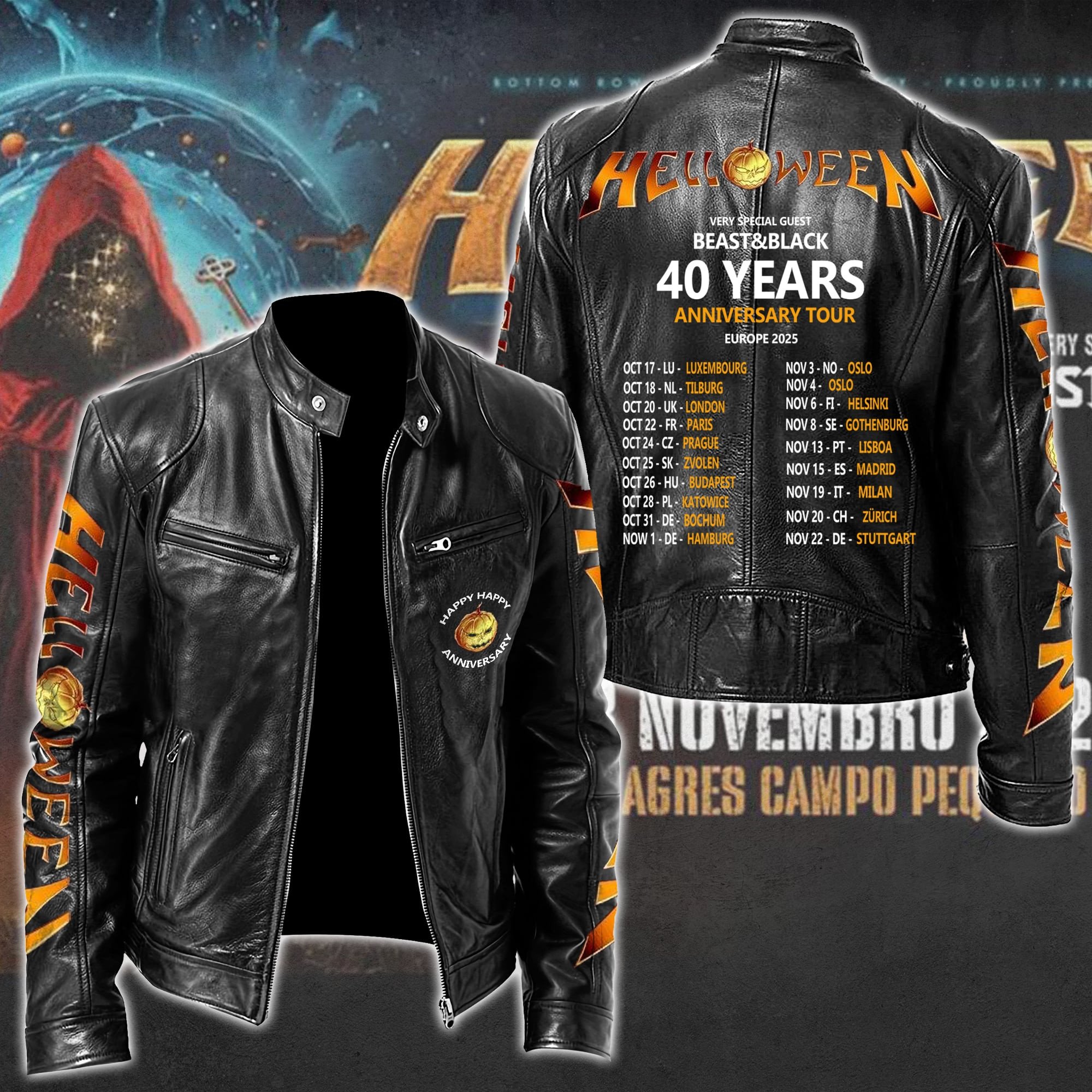 Helloween Leather Bomber Jacket