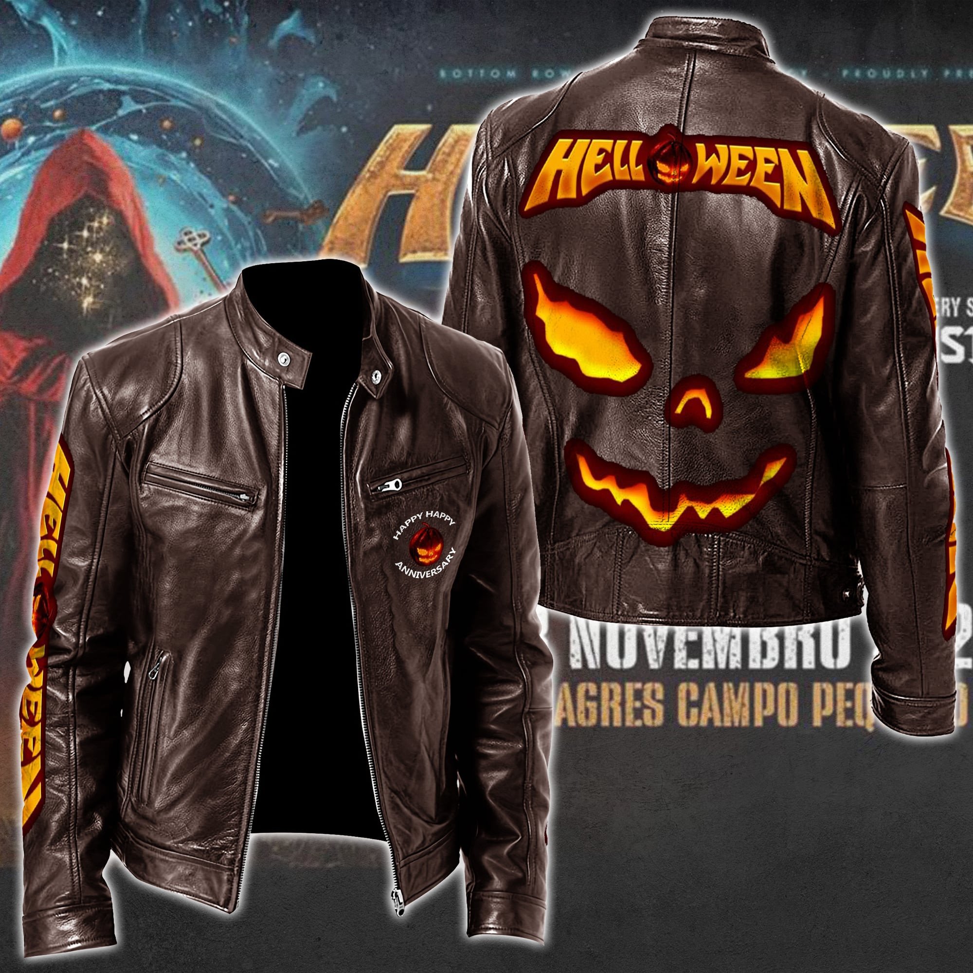 Helloween Leather Bomber Jacket