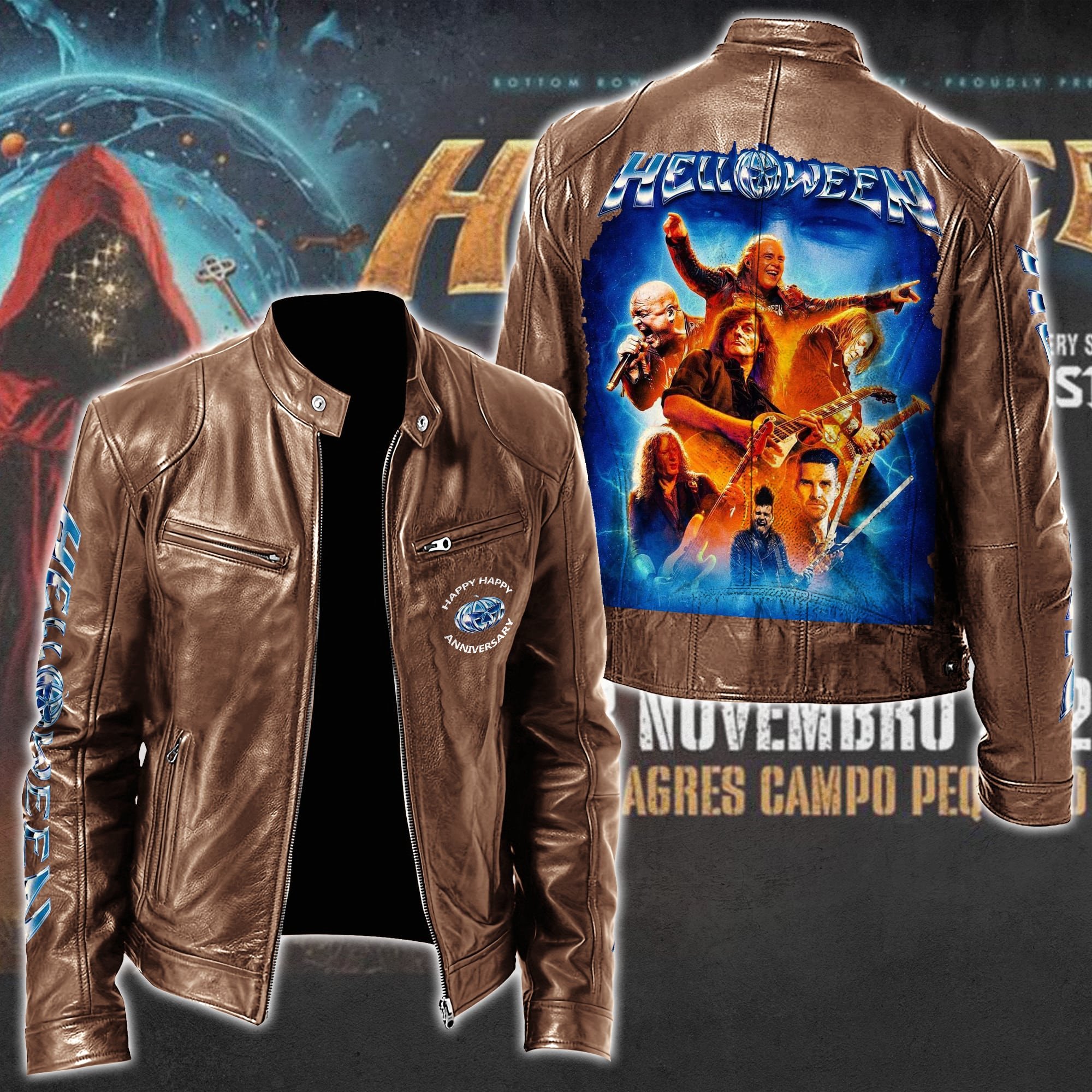 Helloween Leather Bomber Jacket