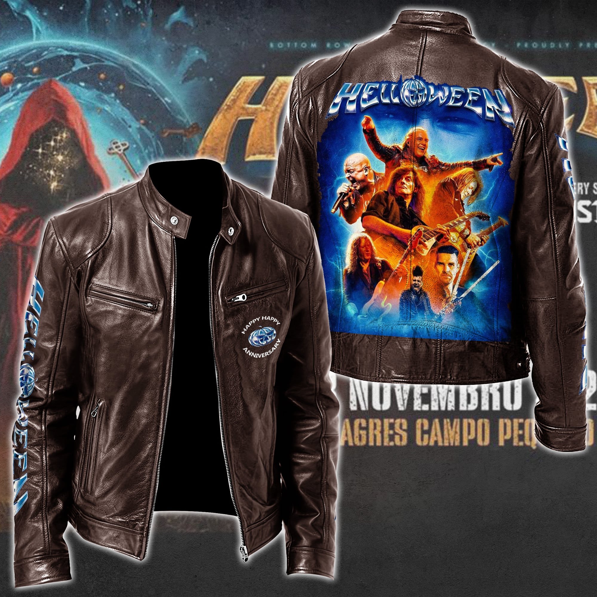 Helloween Leather Bomber Jacket