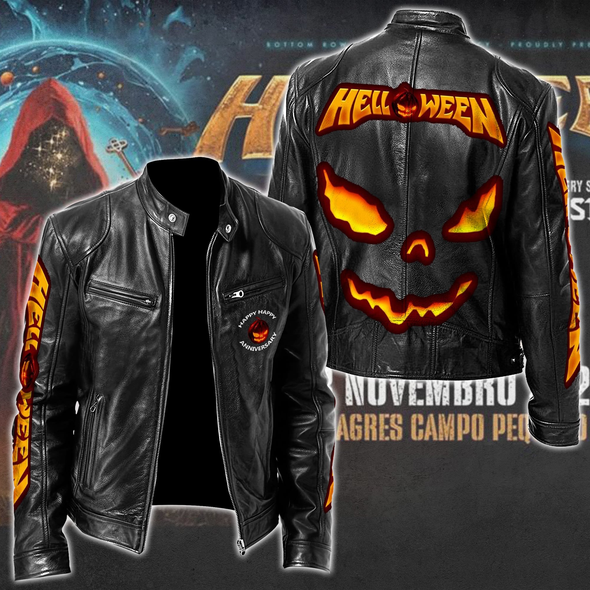 Helloween Leather Bomber Jacket