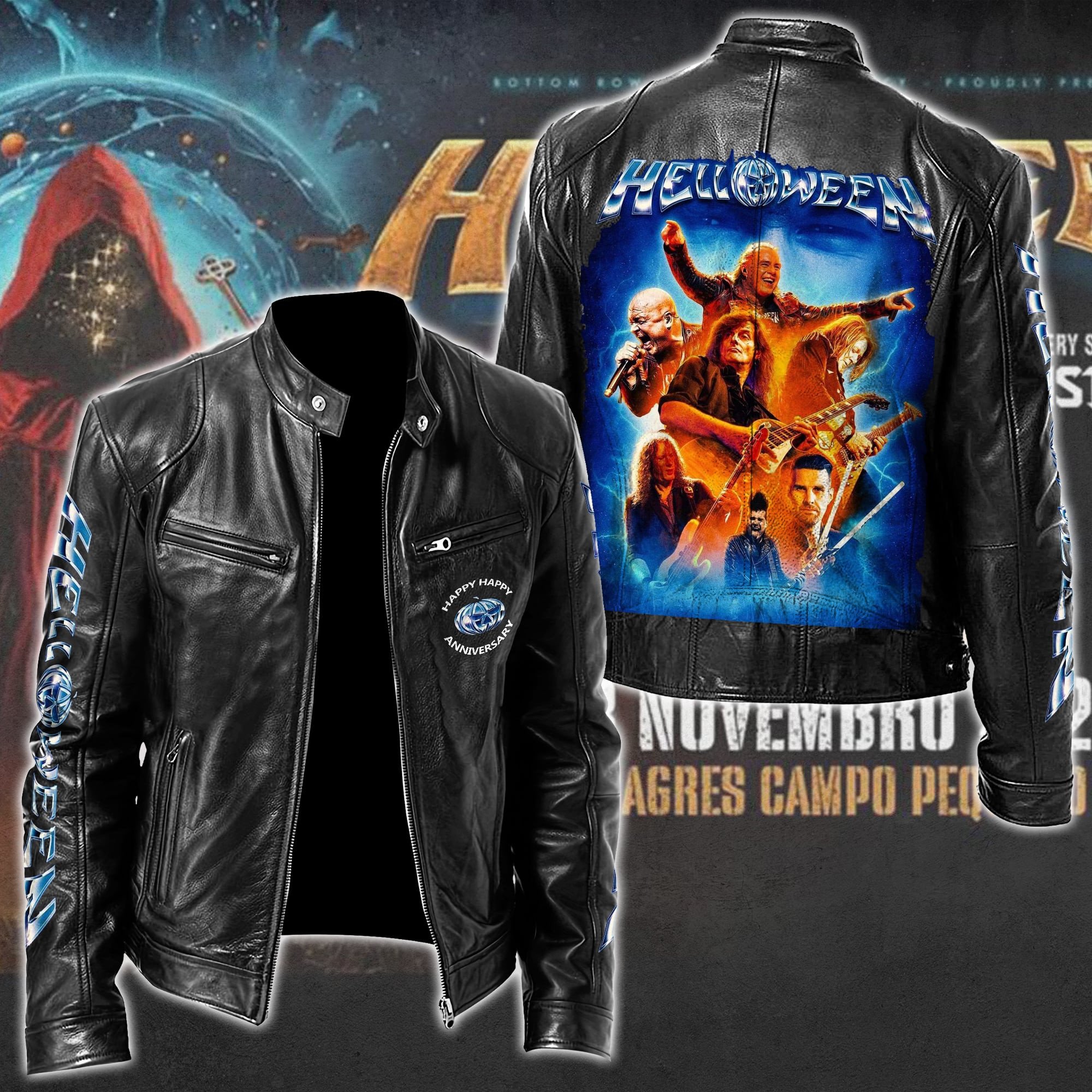 Helloween Leather Bomber Jacket