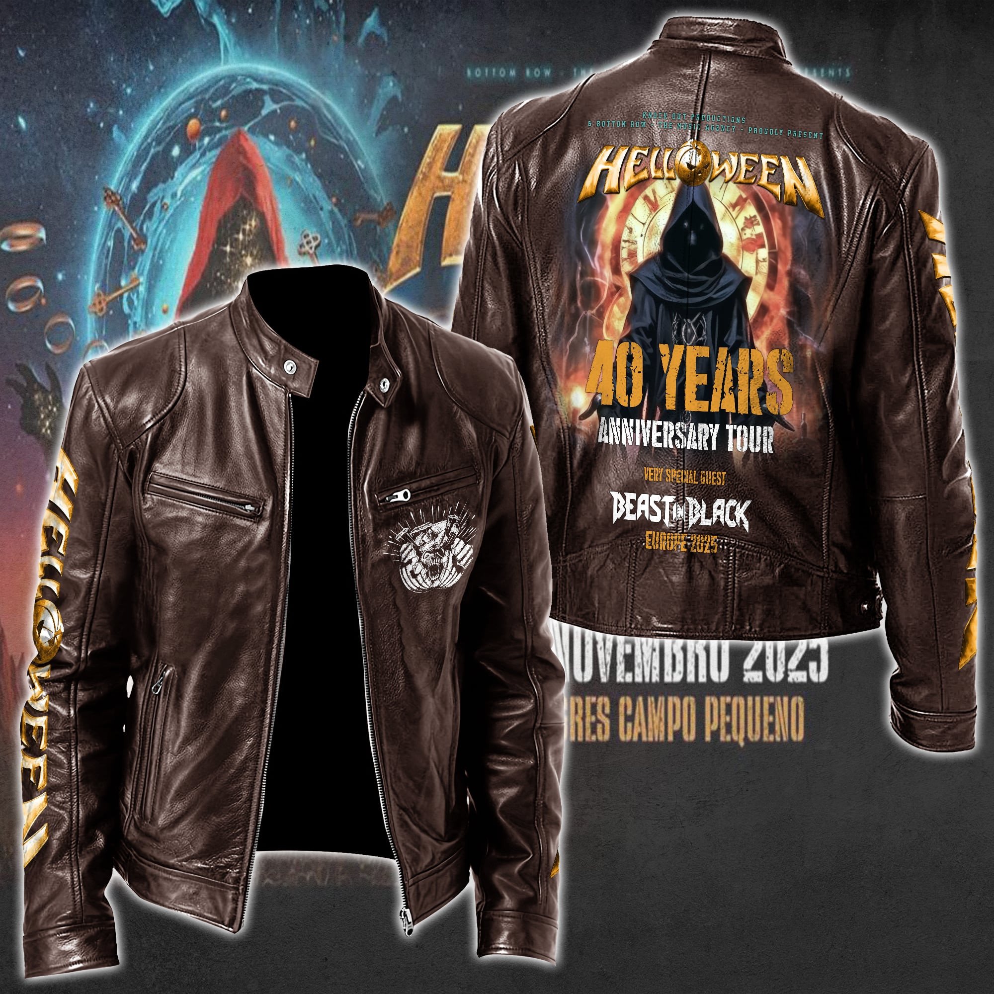 Helloween Leather Bomber Jacket