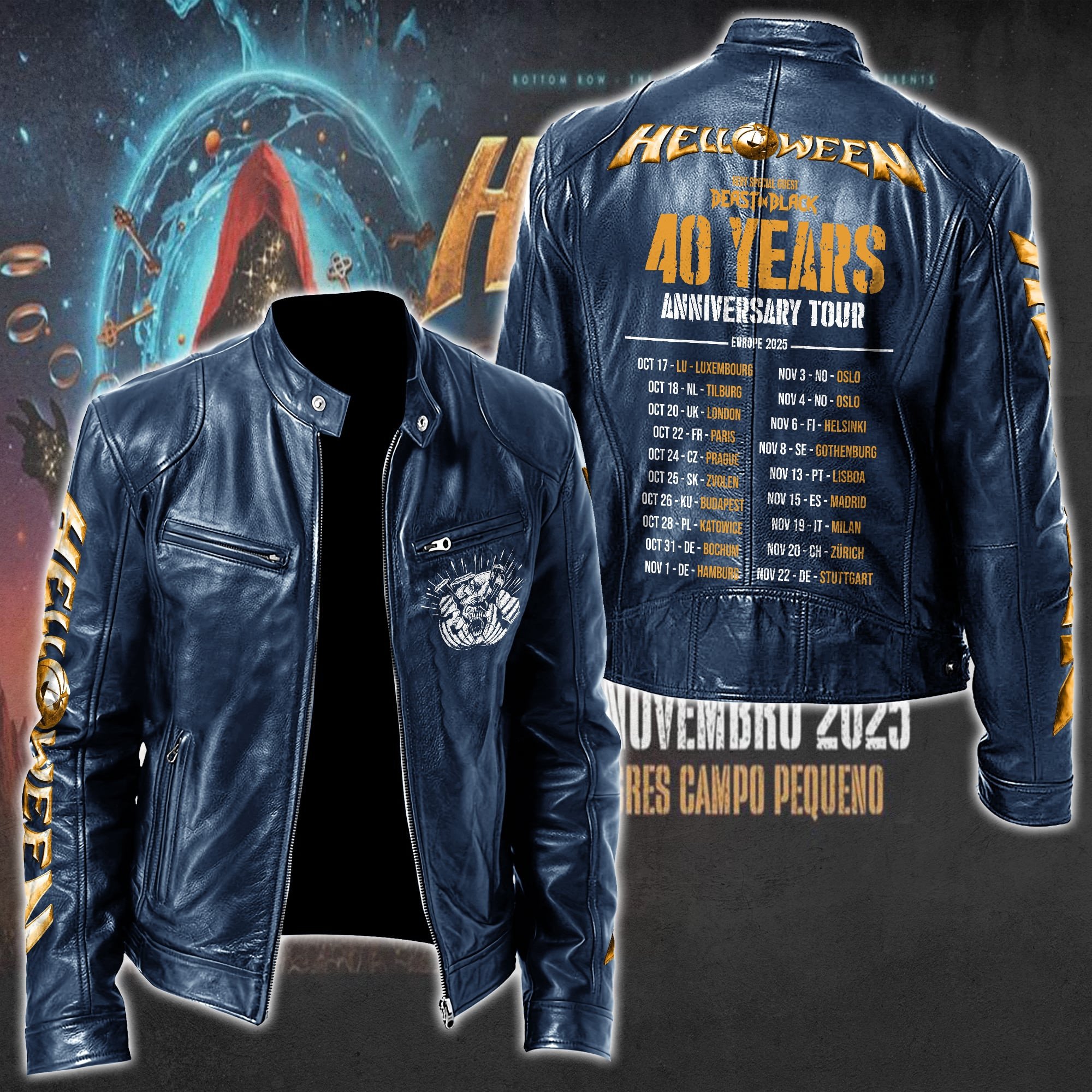 Helloween Leather Bomber Jacket