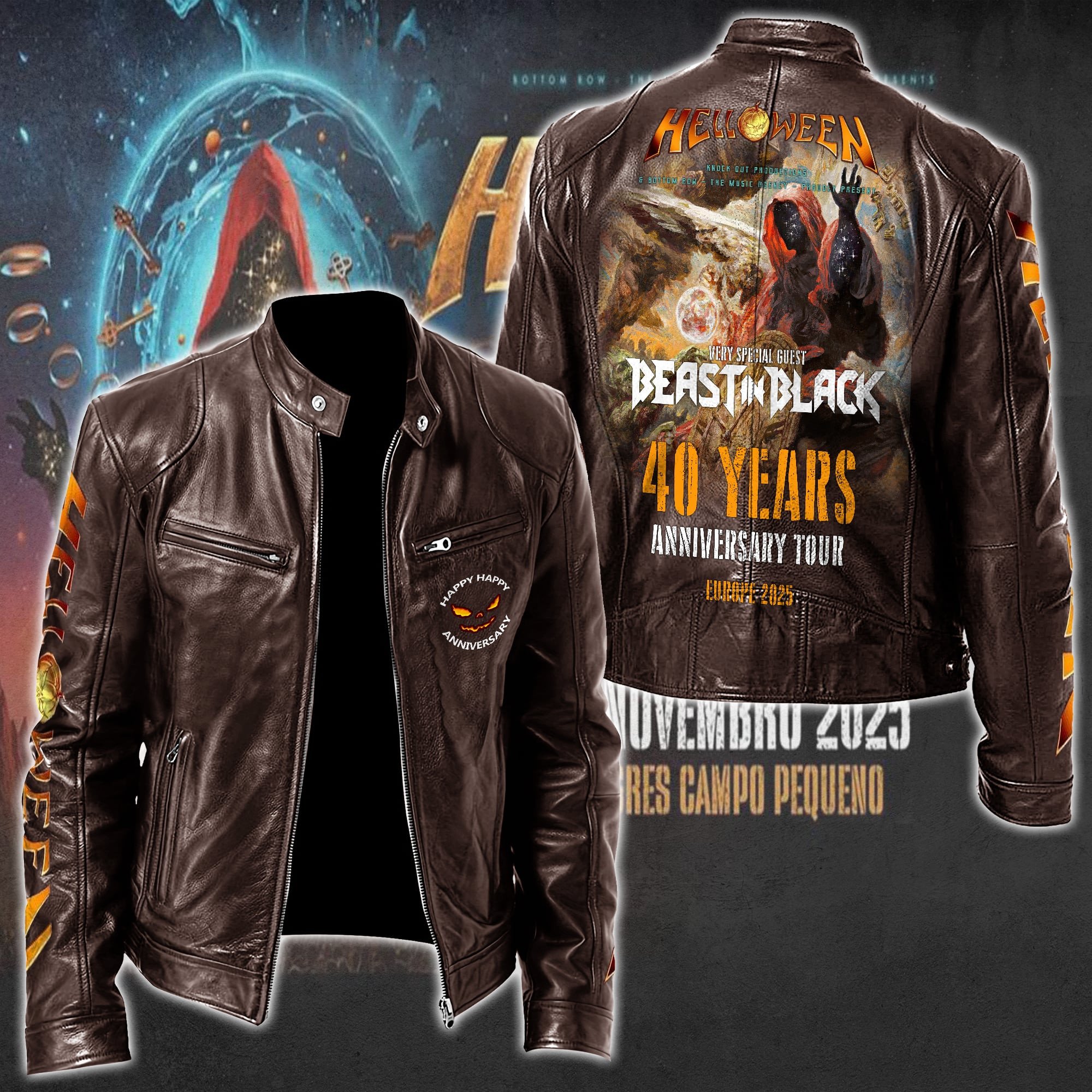 Helloween Leather Bomber Jacket