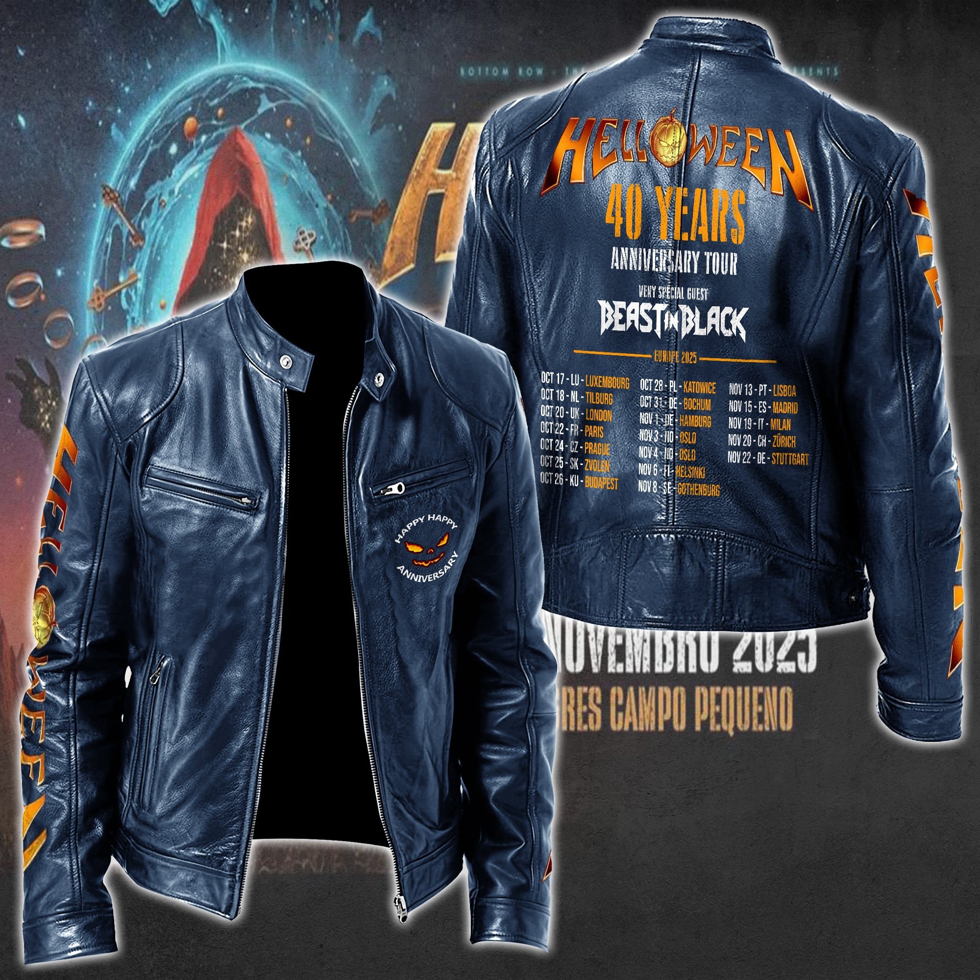 Helloween Leather Bomber Jacket