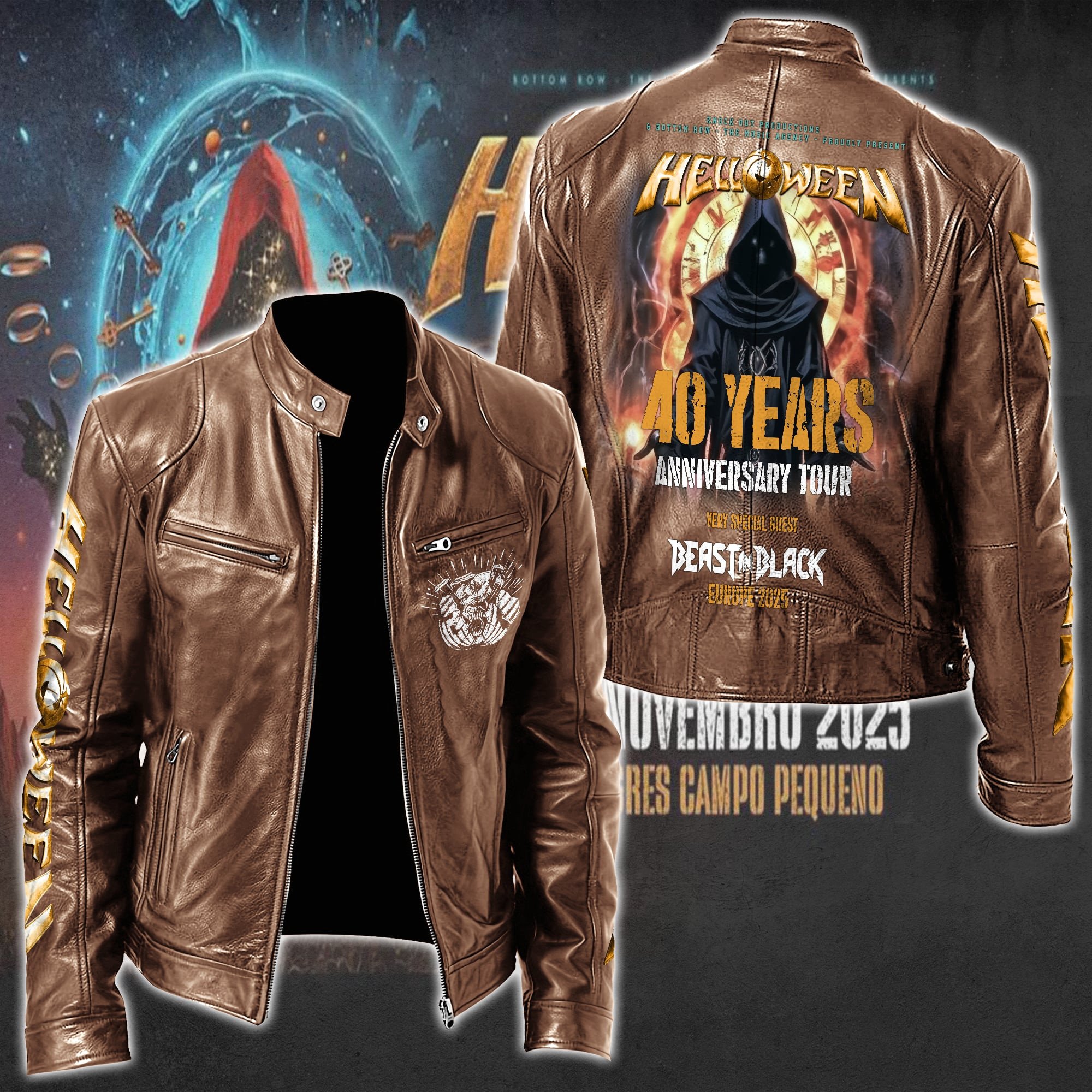 Helloween Leather Bomber Jacket